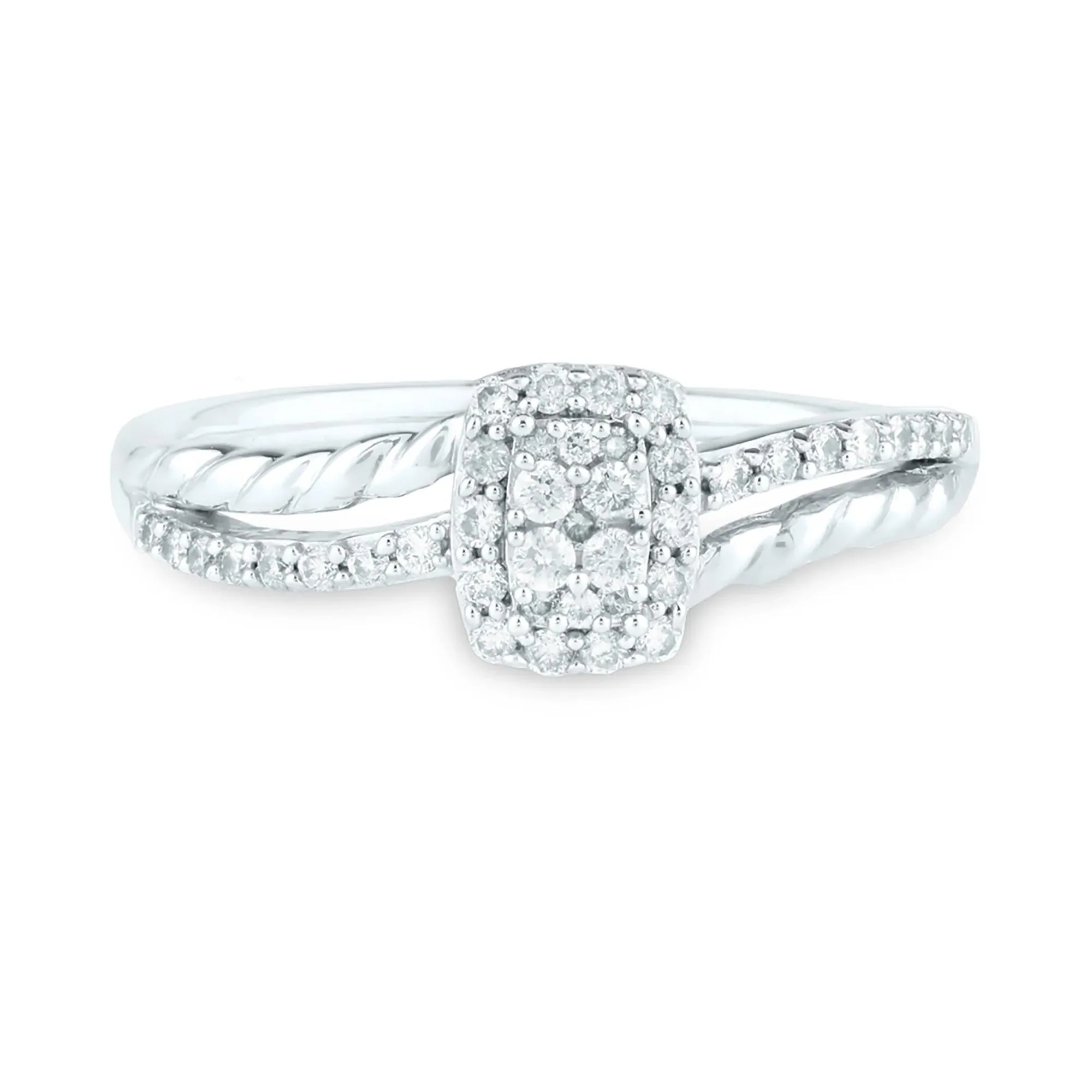 1/4 CT. Tw. Diamond Promise Ring 10K White Gold Round Brilliant Cut Size 7 1.5mm