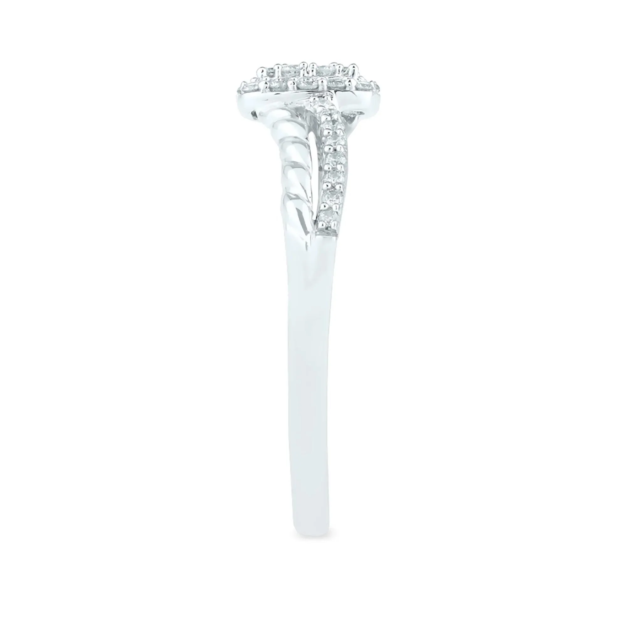 1/4 CT. Tw. Diamond Promise Ring 10K White Gold Round Brilliant Cut Size 7.5 1.5mm - Image 3