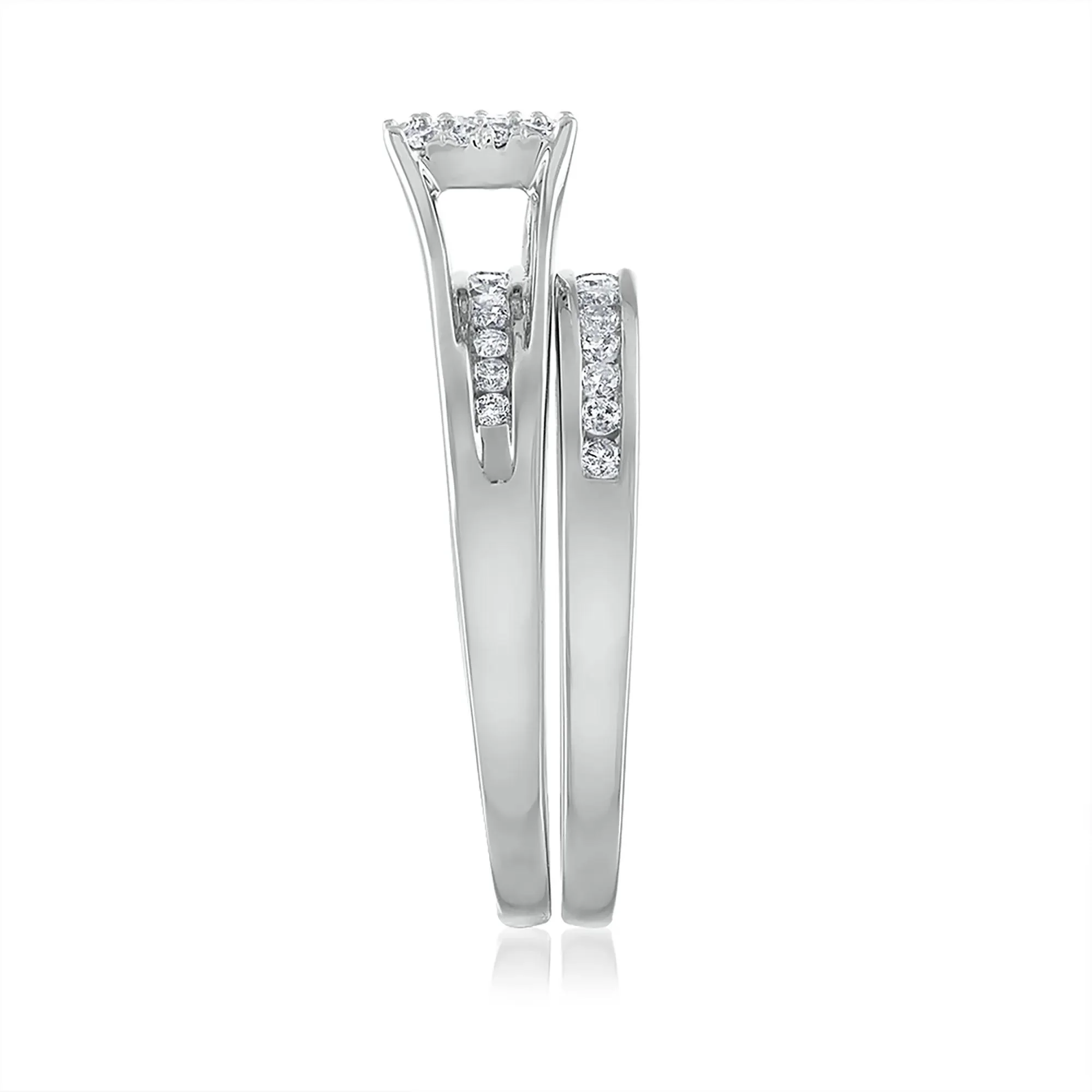 1/2 CT. Tw. Diamond Engagement Set 14K White Gold Ring Round Brilliant Cut Size 6.5 3mm - Image 4