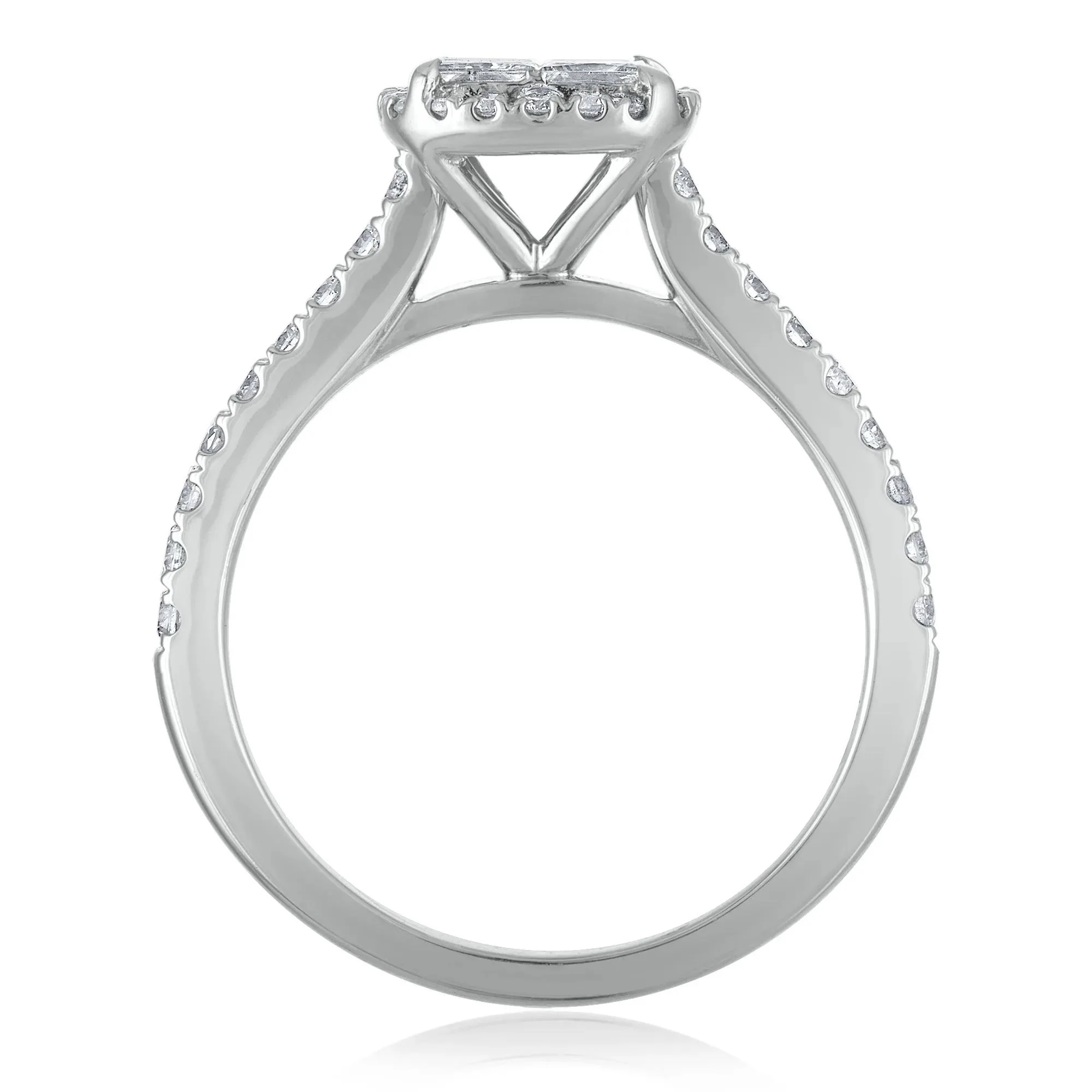 1 CT. Tw. Diamond Composite Engagement Ring 14K White Gold Round Brilliant Cut Size 6 1.5mm - Image 2