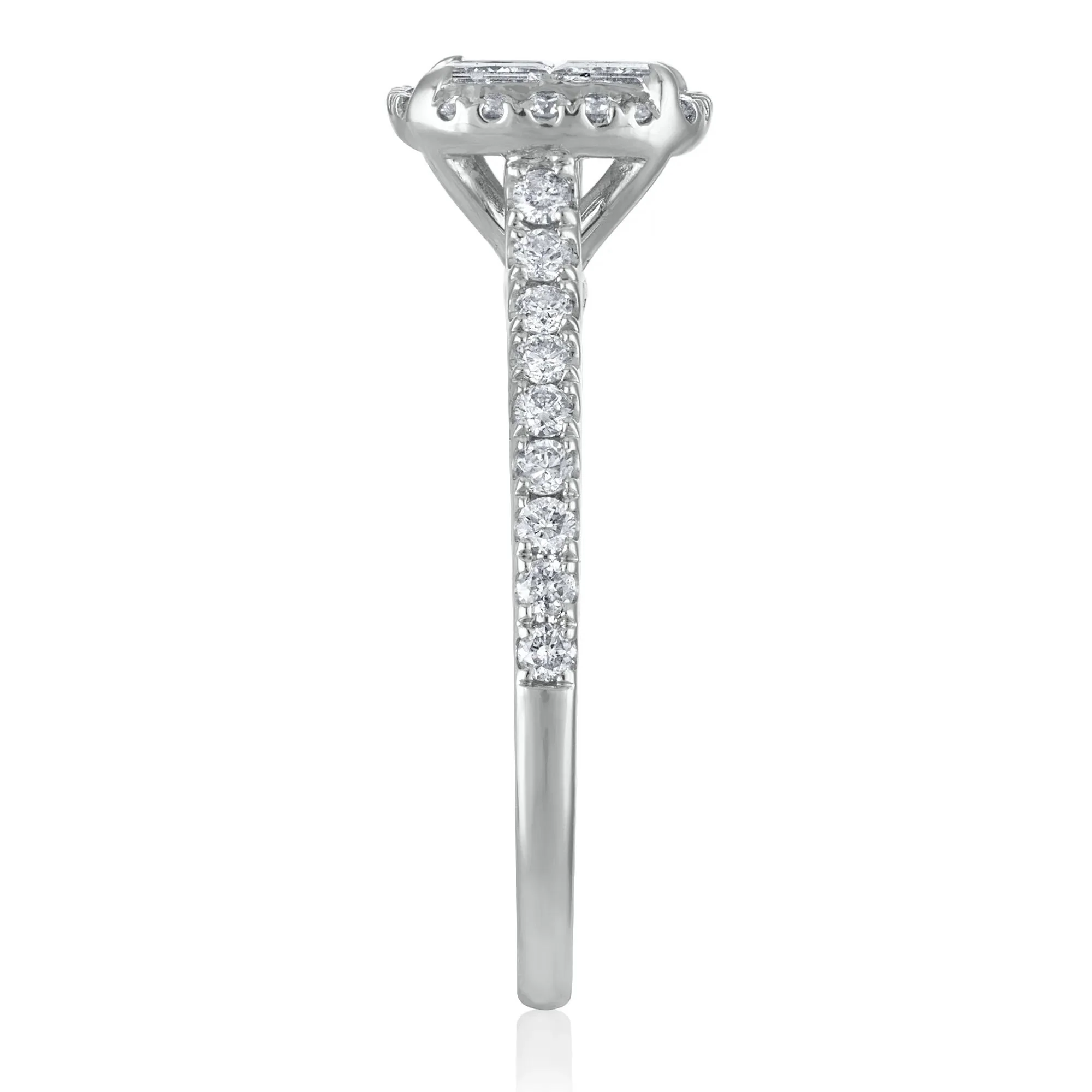 1 CT. Tw. Diamond Composite Engagement Ring 14K White Gold Round Brilliant Cut Size 7 1.5mm - Image 3