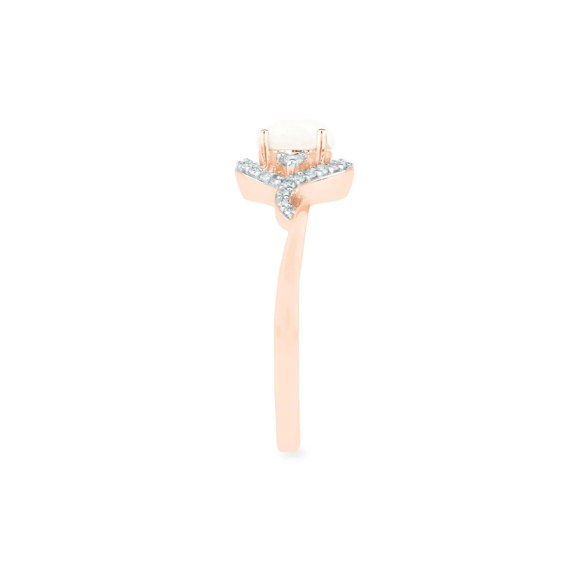 1/7 CT. Tw. Opal and Diamond Ring 14K Rose Gold Size 6 1.5mm - Image 3