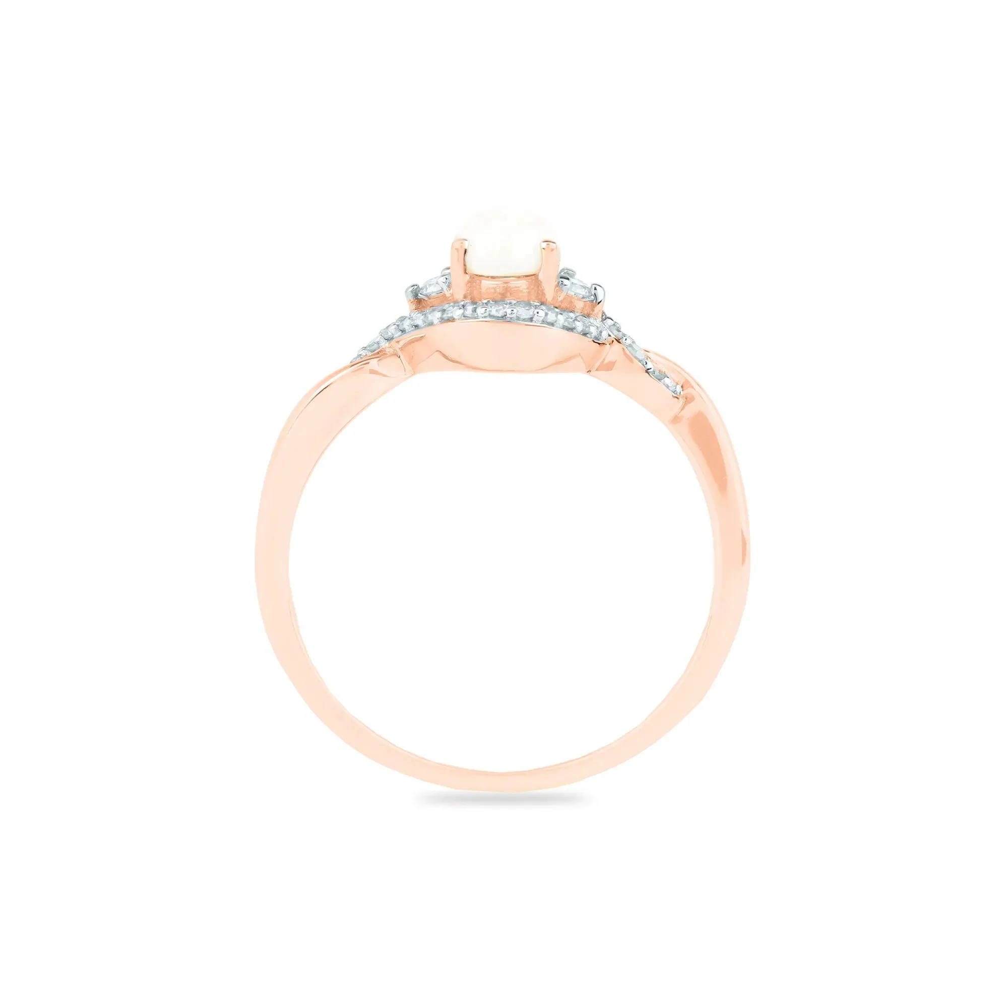 1/7 CT. Tw. Opal and Diamond Ring 14K Rose Gold Size 8 1.5mm - Image 2