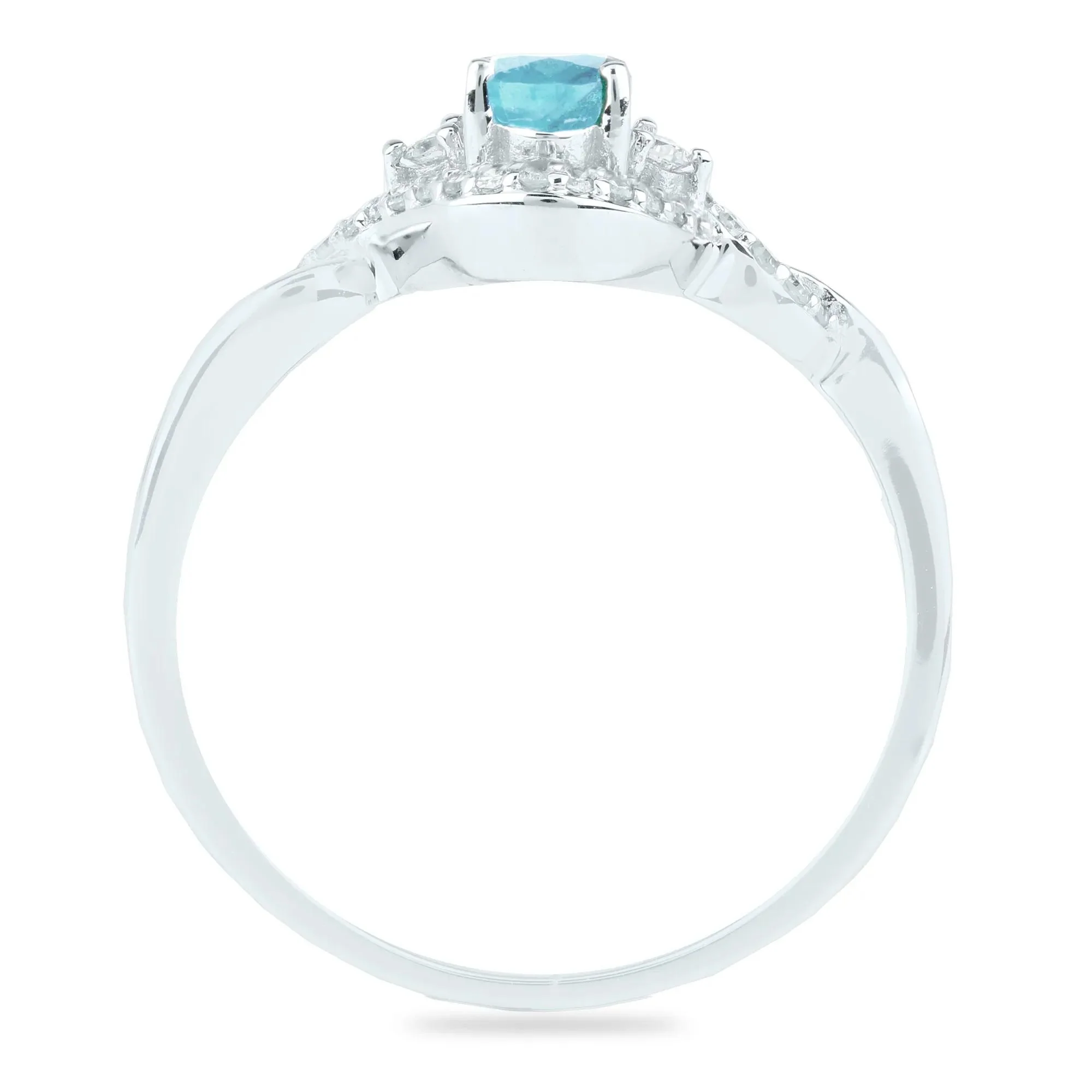 1/7 CT. Tw. Aquamarine and Diamond Ring 14K White Gold Size 7.5 1.5mm - Image 2