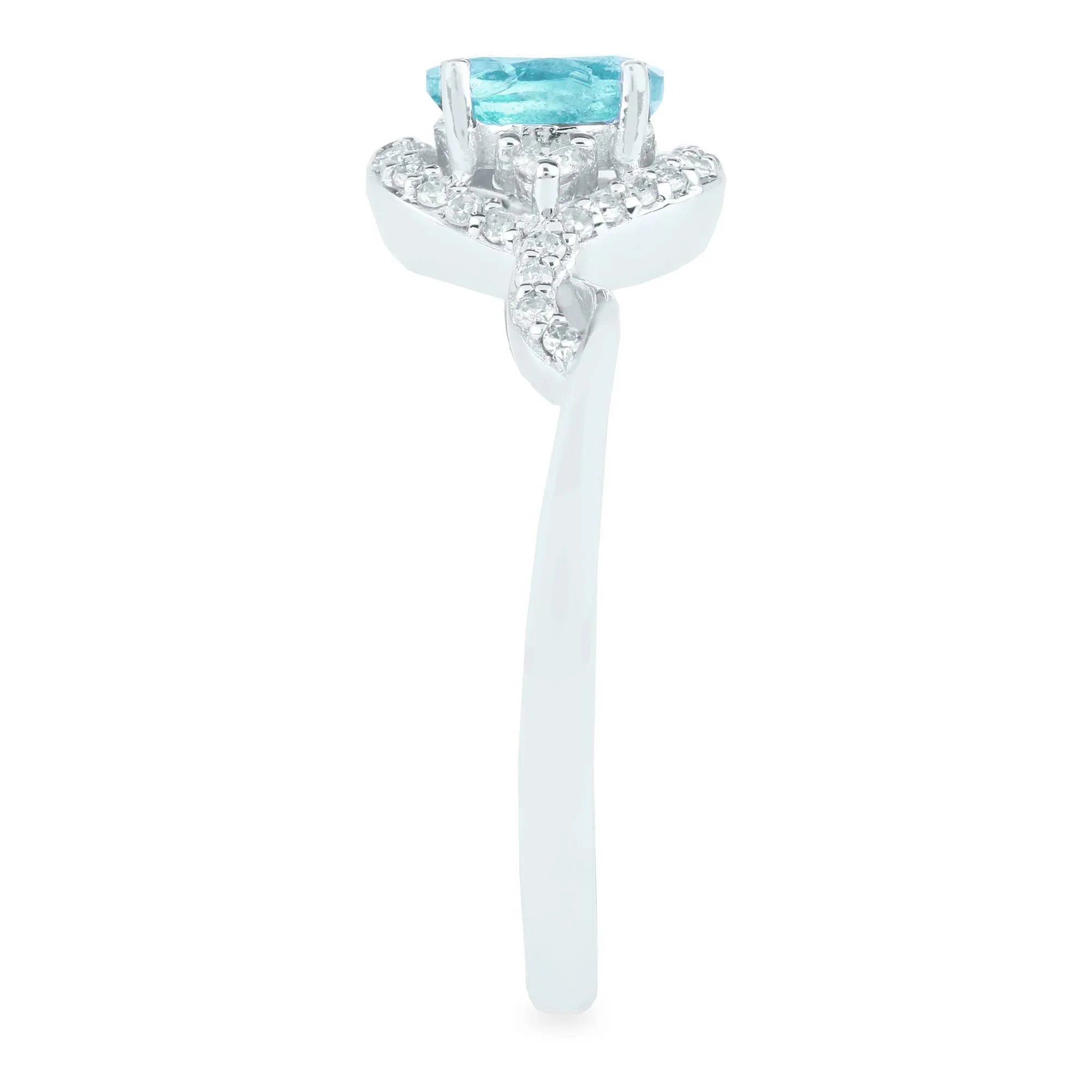 1/7 CT. Tw. Aquamarine and Diamond Ring 14K White Gold Size 9 1.5mm - Image 3