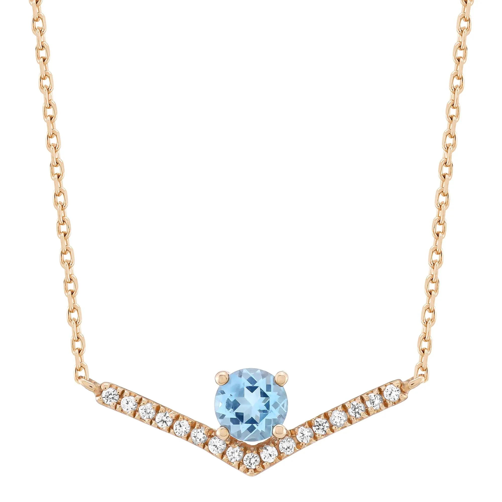 Blue Topaz and Lab-Created White Sapphire Necklace 10K Rose Gold Size 18"