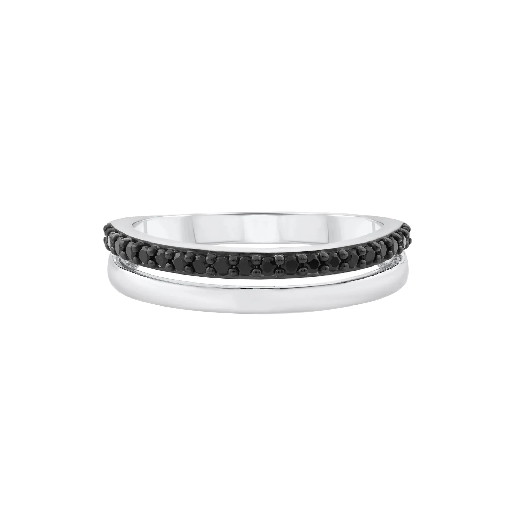 1/5 CT. Tw. Black Diamond Ring .925 Sterling Silver Round Brilliant Cut White Size 7