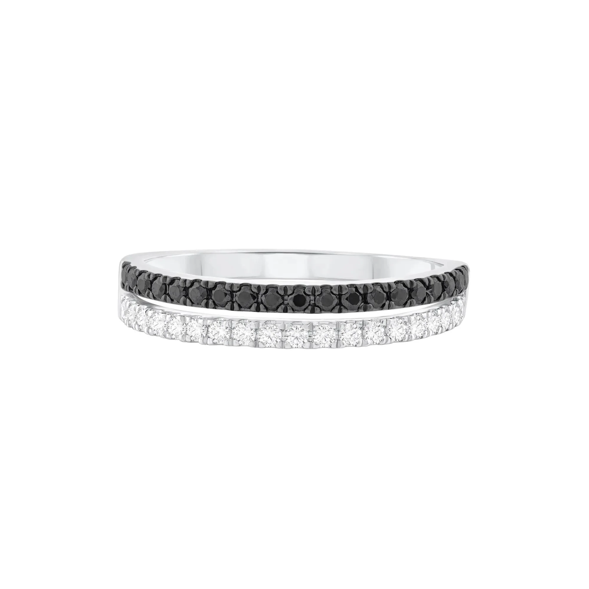 3/8 CT. Tw. Black and White Diamond Ring .925 Sterling Silver Round Brilliant Cut Size 7.5