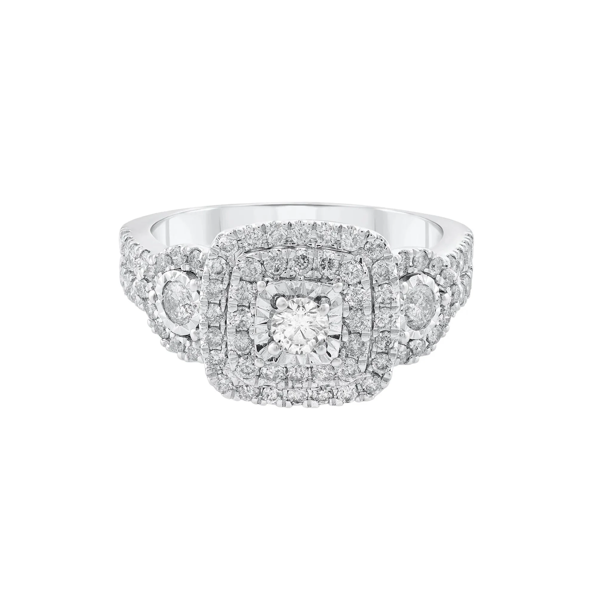 1 CT. Tw. Diamond Three-Stone Ring 10K White Gold Round Brilliant Cut Size 8.5