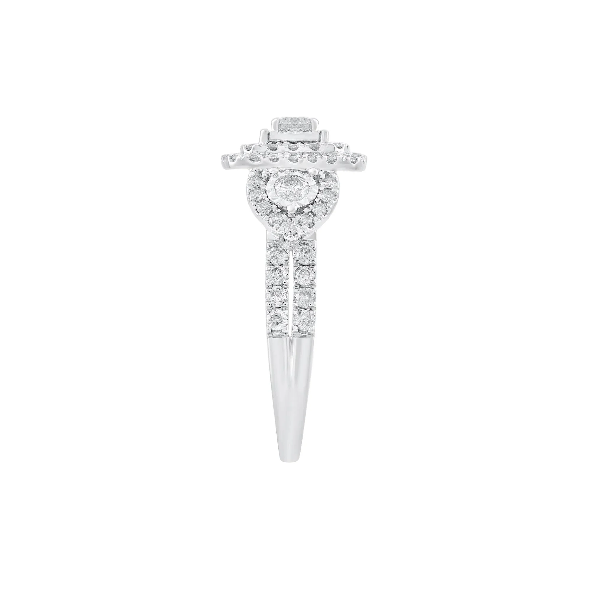 1 CT. Tw. Diamond Three-Stone Ring 10K White Gold Round Brilliant Cut Size 9 - Image 3