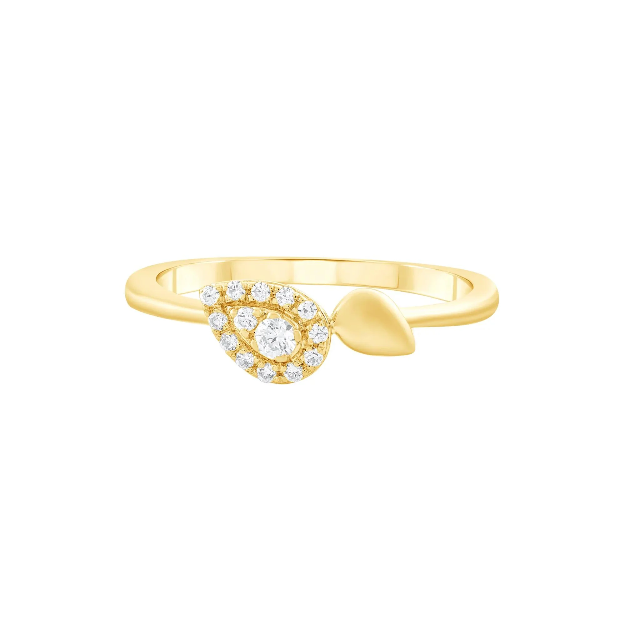 1/7 CT. Tw. Diamond Pear-Shaped Halo Ring 10K Yellow Gold Round Brilliant Cut Size 8 - Image 3