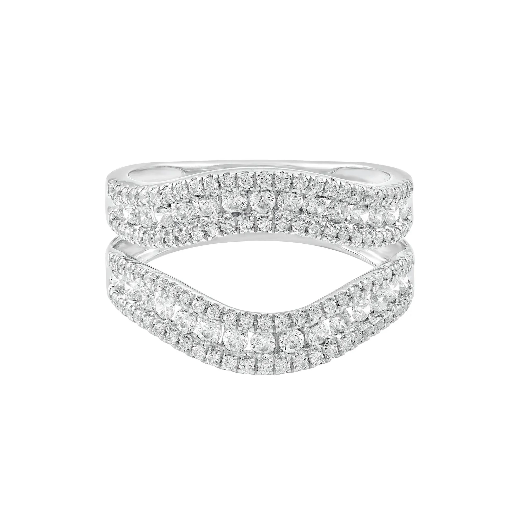 1 CT. Tw. Diamond Contour Ring Insert 14K White Gold Round Brilliant Cut Size 8.5