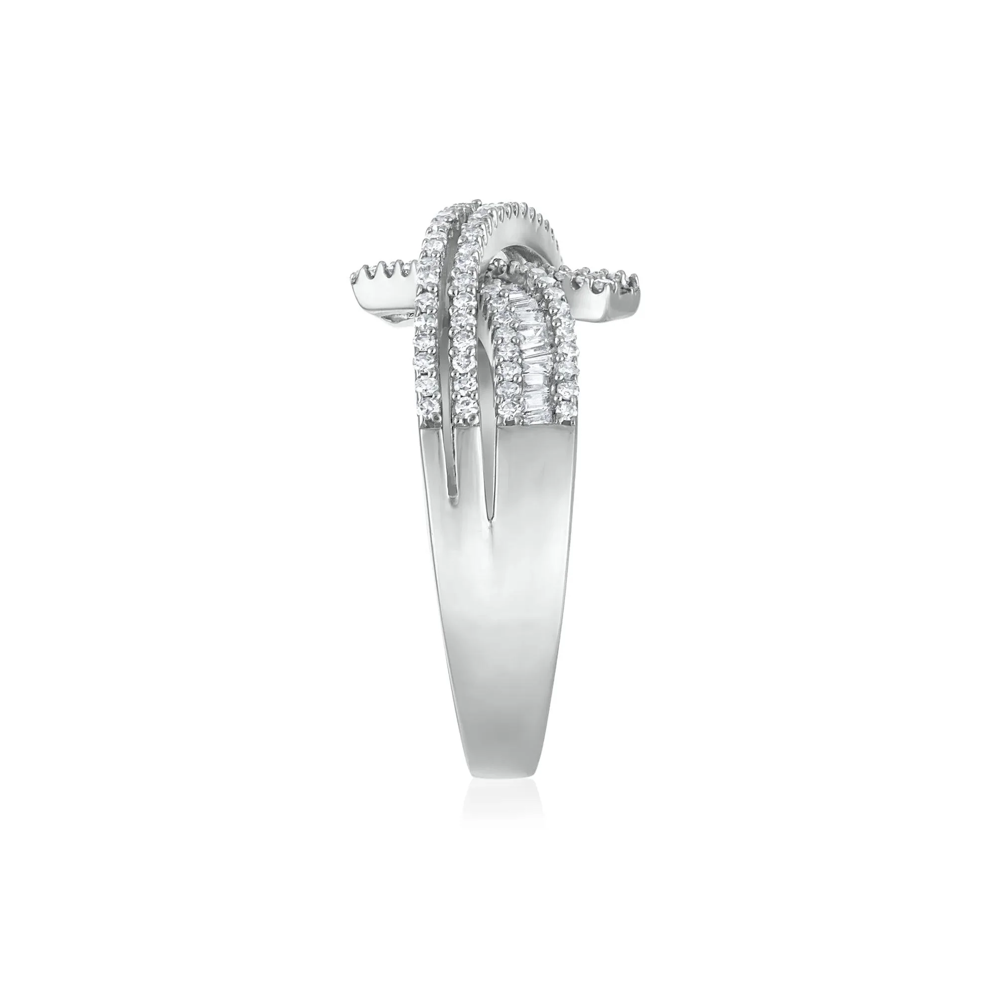 1/2 CT. Tw. Diamond Bypass Crossover Ring 10K White Gold Size 6 3mm - Image 2