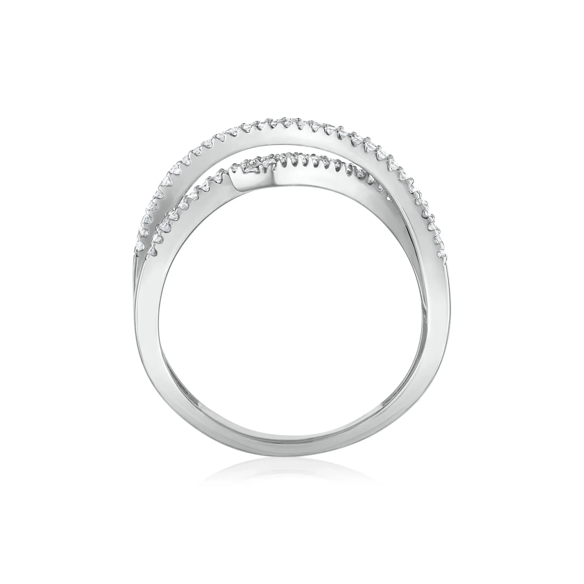 1/2 CT. Tw. Diamond Bypass Crossover Ring 10K White Gold Size 7.5 3mm