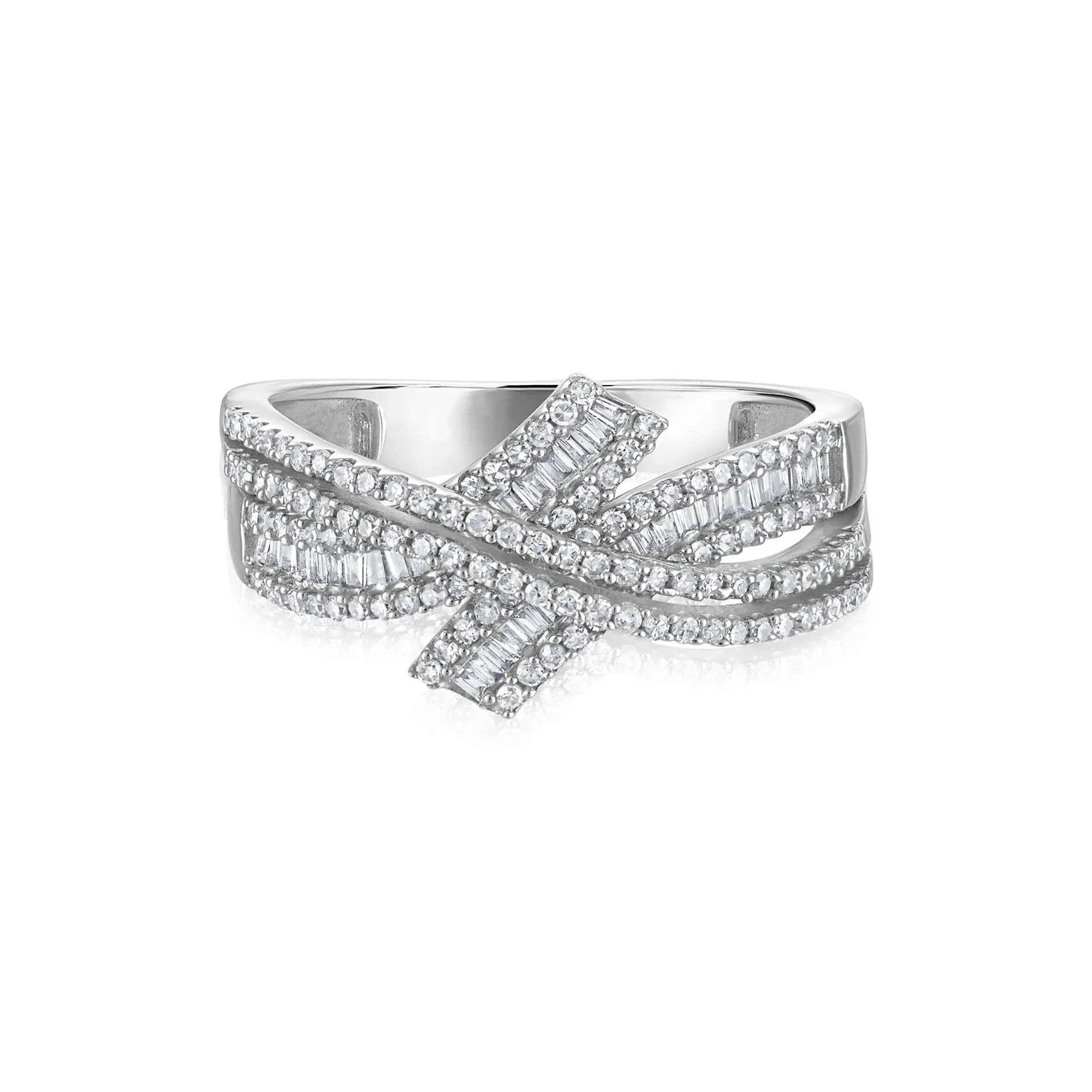 1/2 CT. Tw. Diamond Bypass Crossover Ring 10K White Gold Size 9 3mm - Image 3