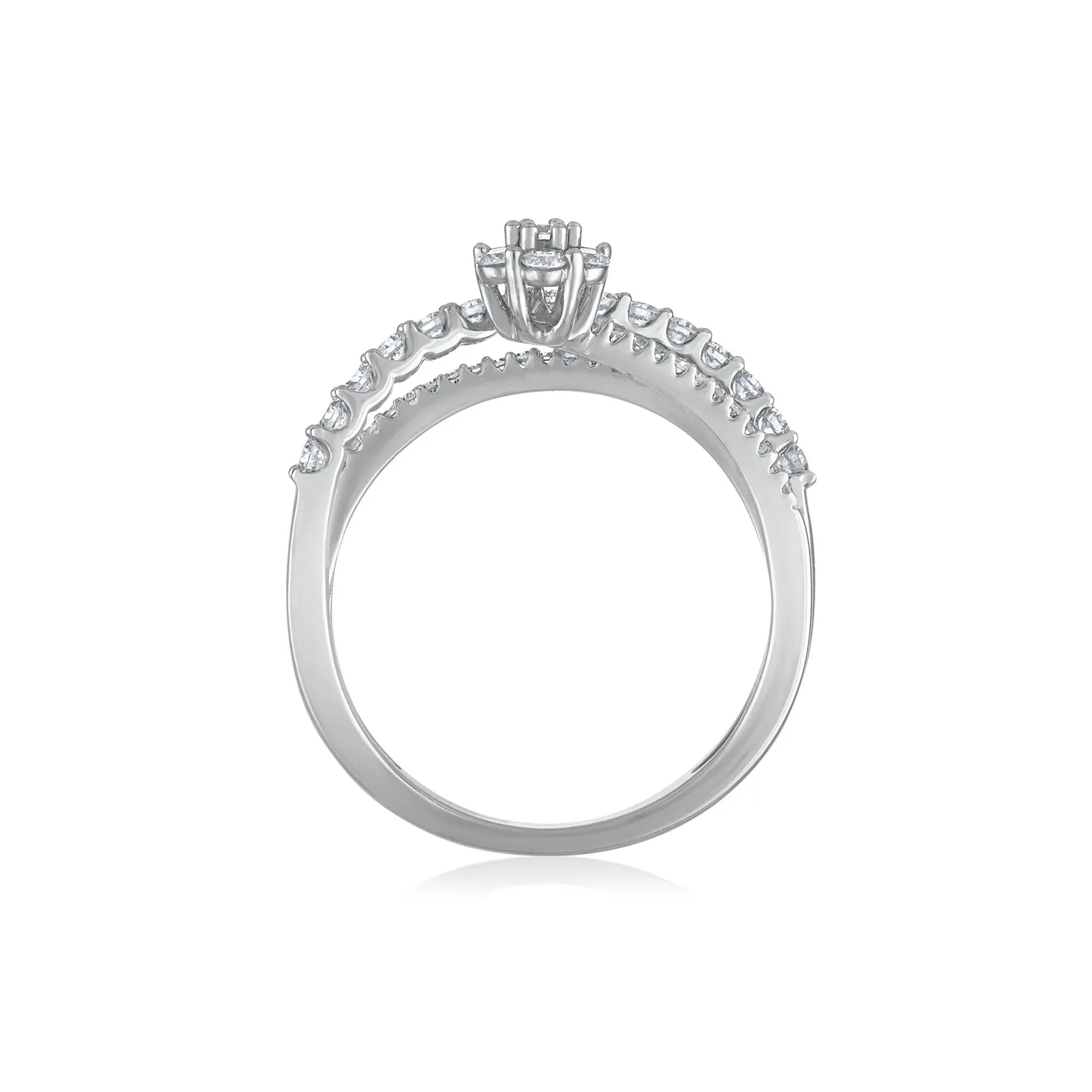 5/8 CT. Tw. Diamond Floral Bypass Ring 14K White Gold Round Brilliant Cut Size 6.5 2mm - Image 2