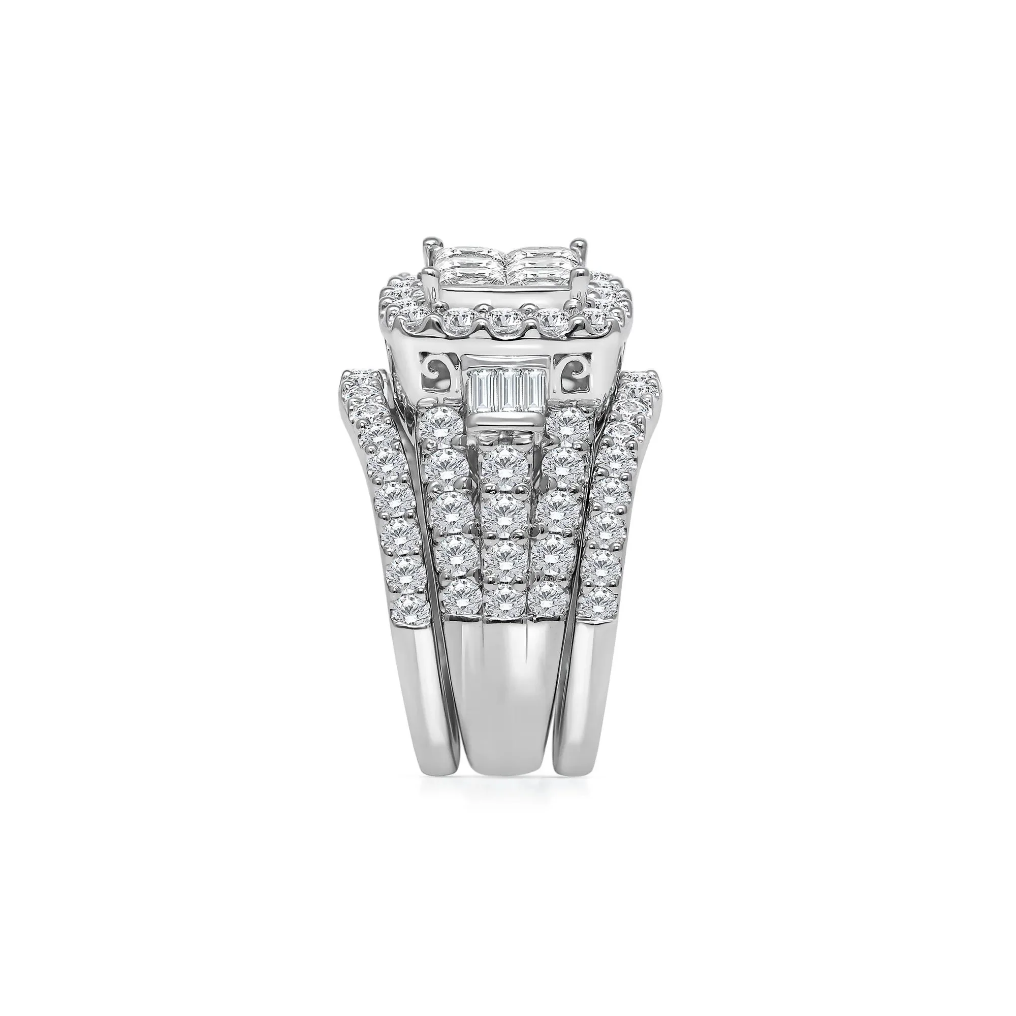 4 CT. Tw. Princess-Cut Diamond Composite Engagement Ring Set 10K White Gold Size 8.5 - Image 3