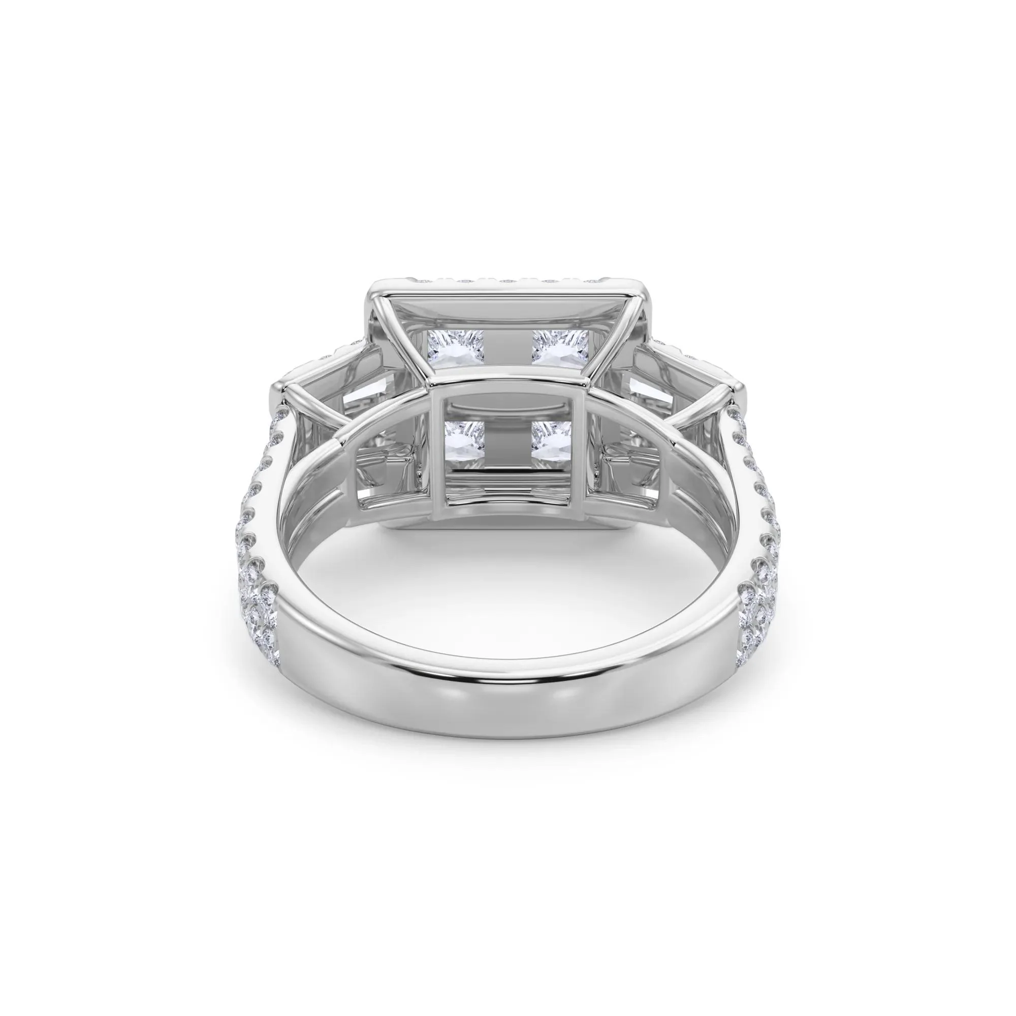 4 CT. Tw. Lab Grown Diamond Composite Engagement Ring 10K White Gold Round Brilliant Cut Size 6.5 - Image 2