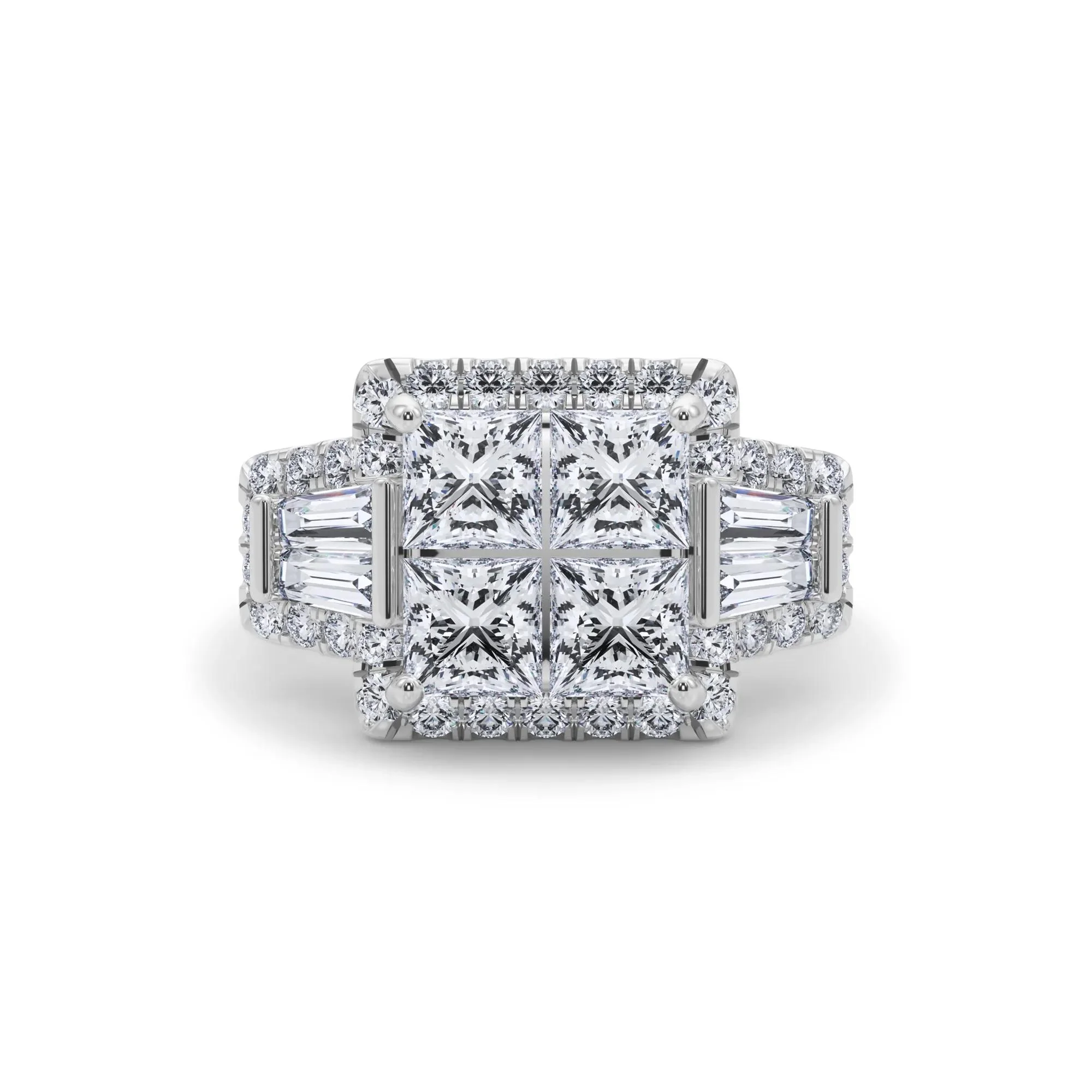 4 CT. Tw. Lab Grown Diamond Composite Engagement Ring 10K White Gold Round Brilliant Cut Size 7.5