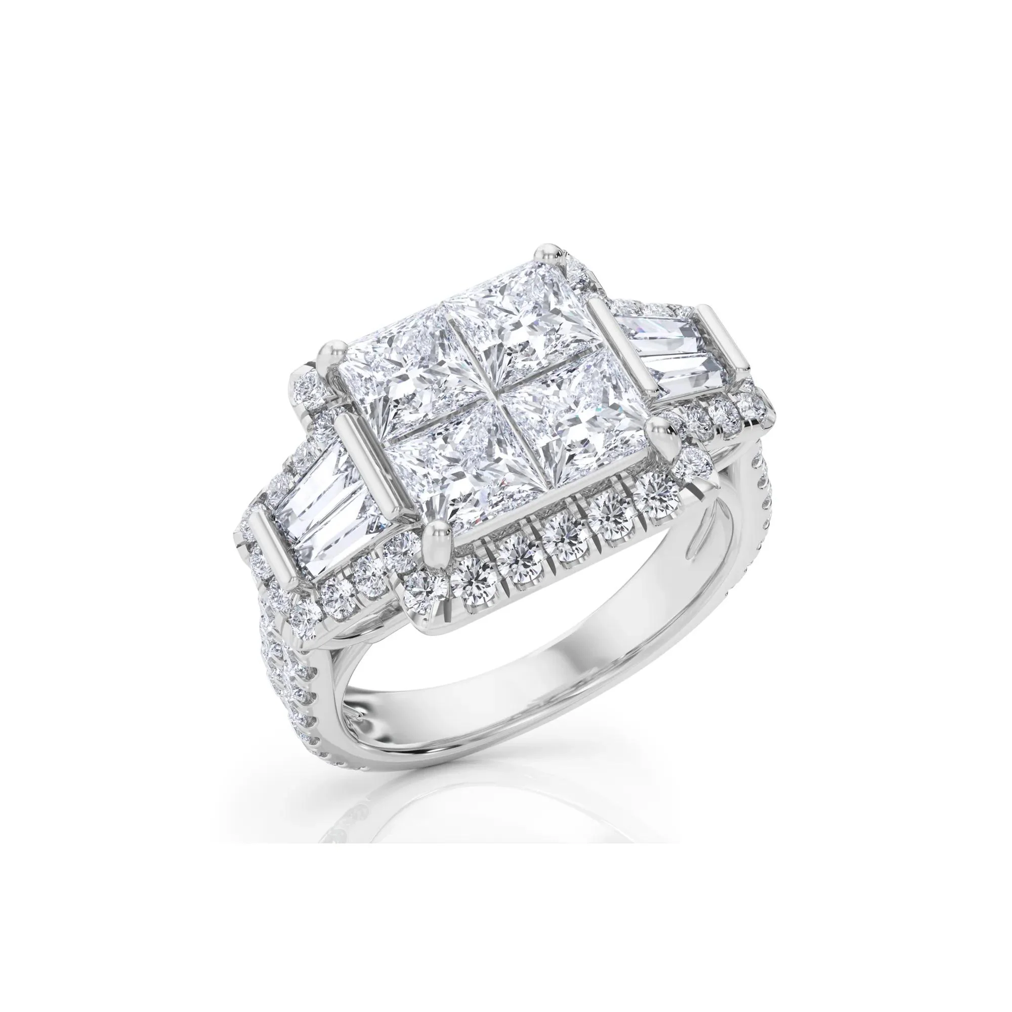 4 CT. Tw. Lab Grown Diamond Composite Engagement Ring 10K White Gold Round Brilliant Cut Size 7.5 - Image 3