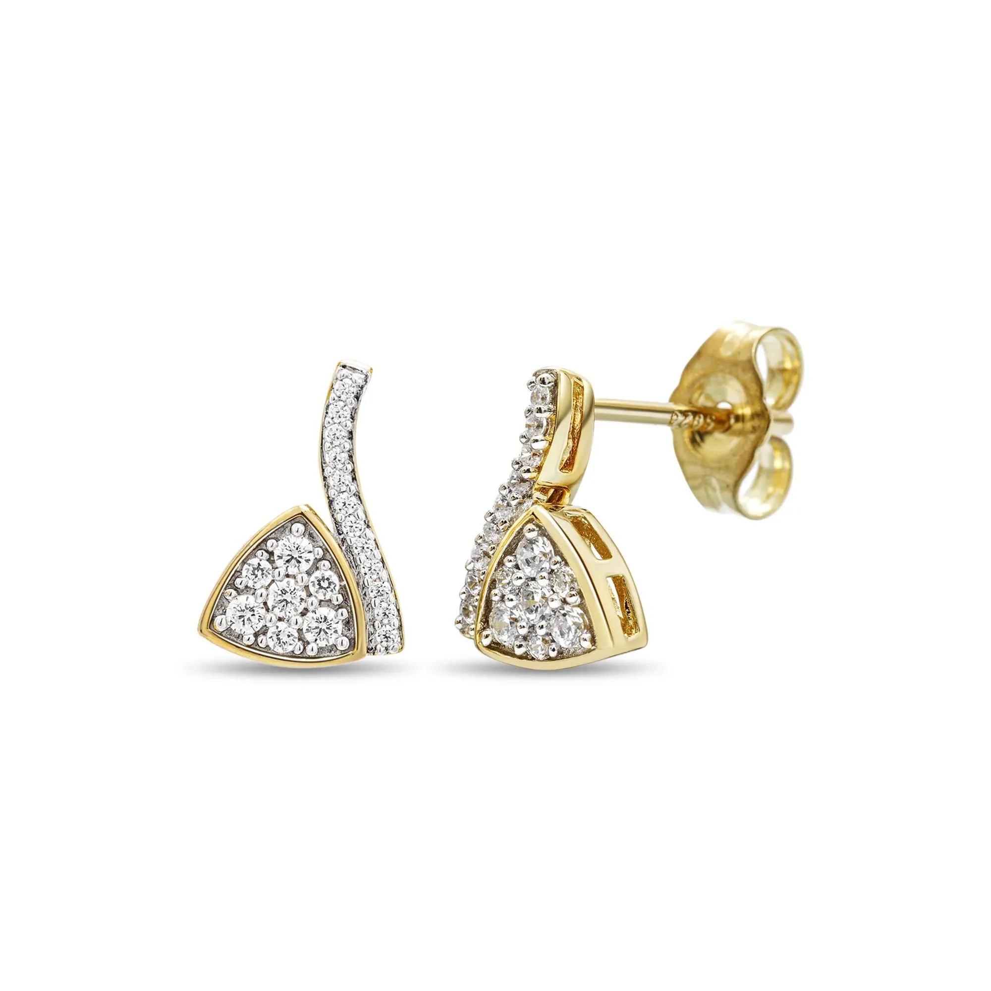 1/5 CT. Tw. Diamond Triangle Earrings 10K White Gold Yellow Size 7.20mm