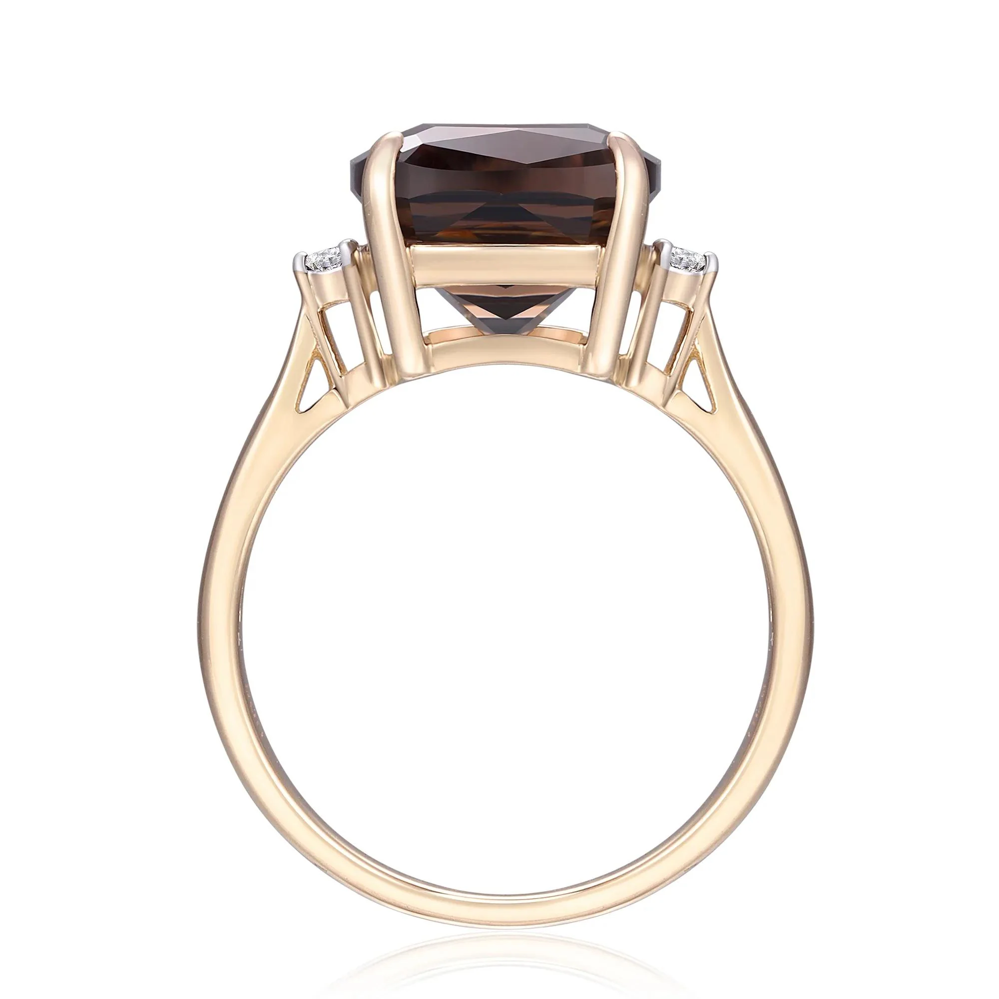 Smoky Quartz and Diamond Accent Ring 10K Yellow Gold Size 5.5 - Image 2