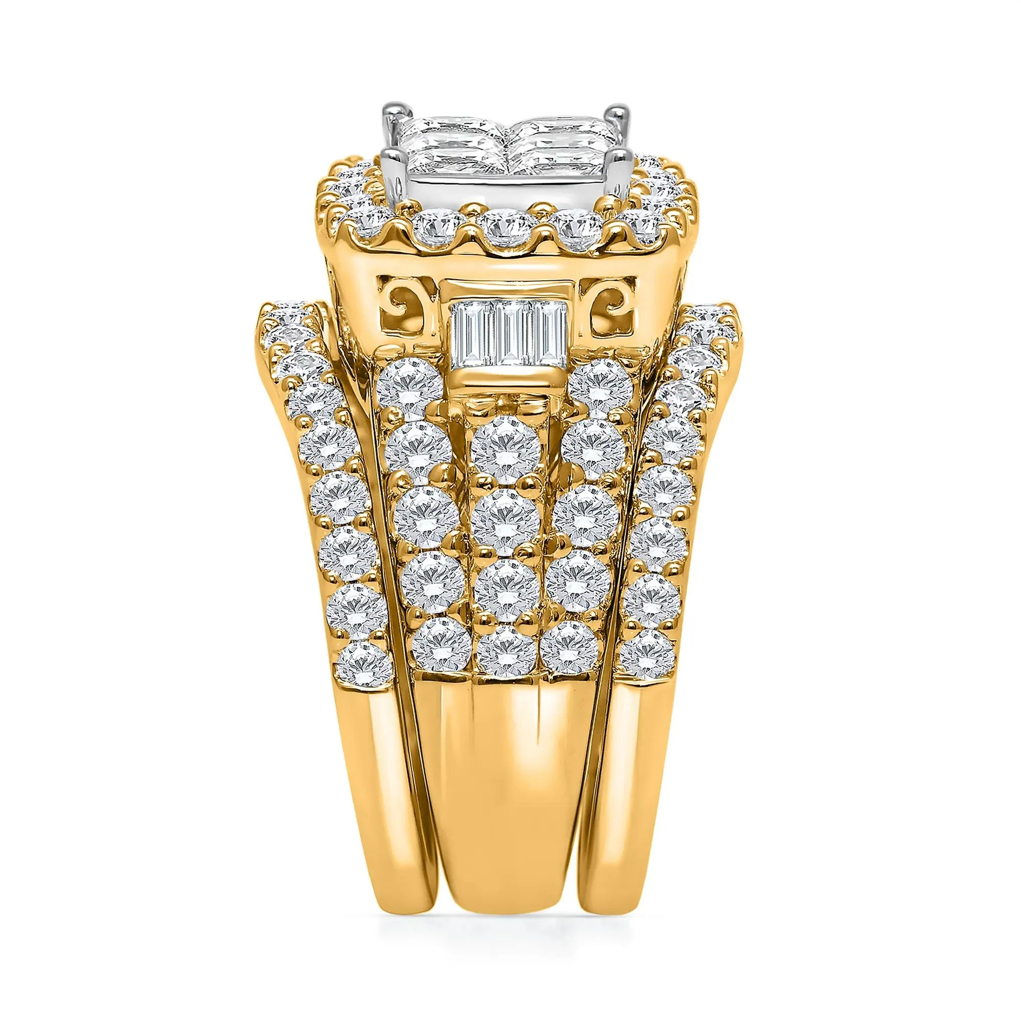 4 CT. Tw. Princess-Cut Diamond Composite Engagement Ring Set 10K Yellow Gold Size 6 - Image 3