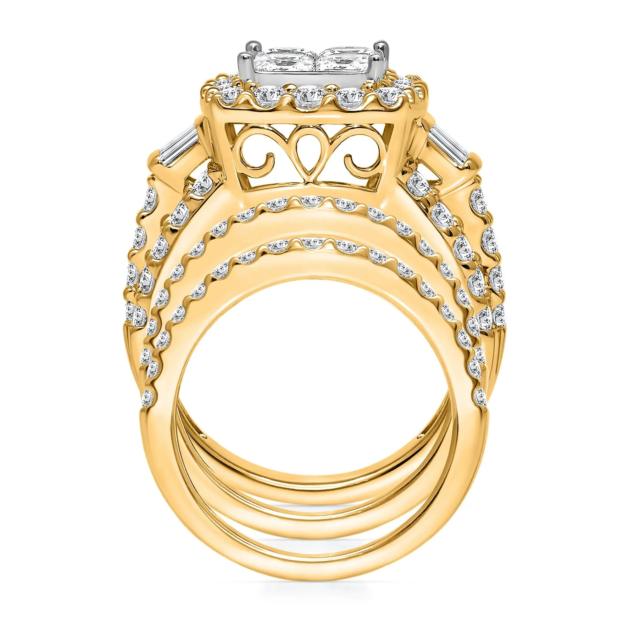 4 CT. Tw. Princess-Cut Diamond Composite Engagement Ring Set 10K Yellow Gold Size 6.5 - Image 2