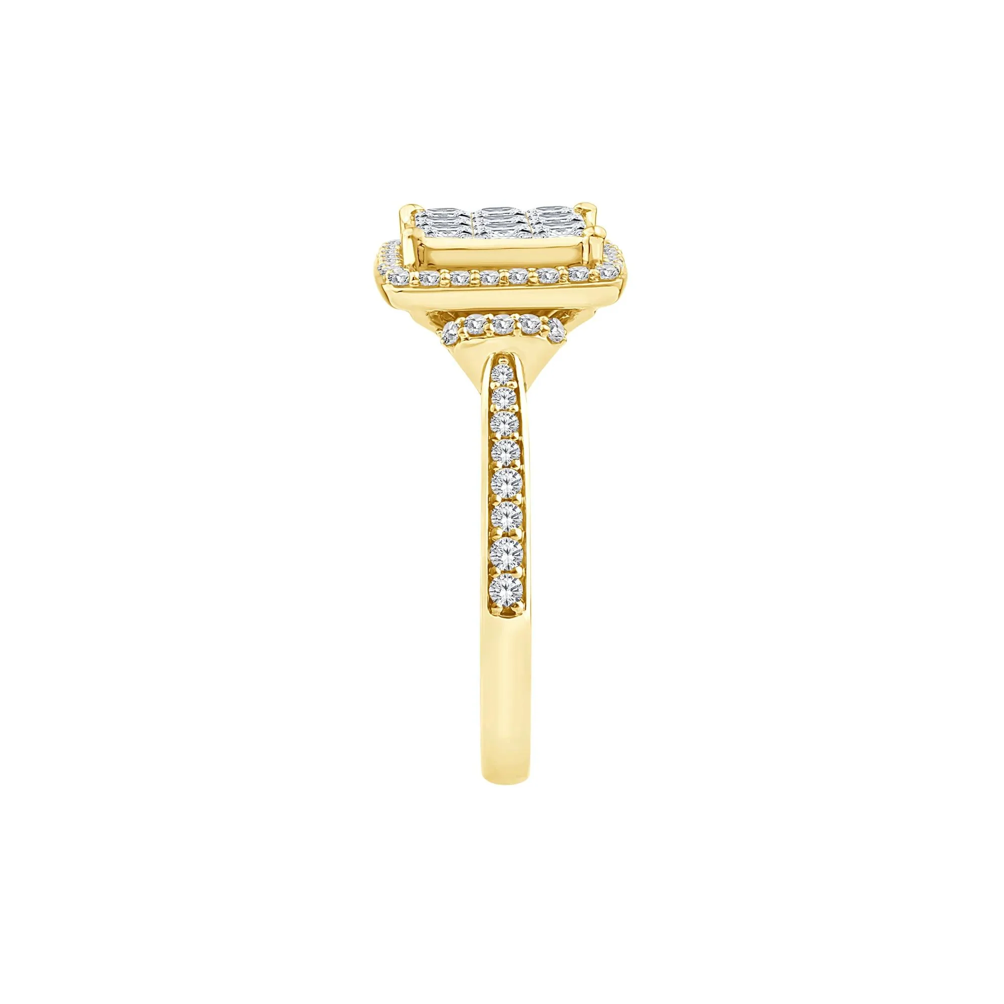 1/4 CT. Tw. Diamond Composite Halo Engagement Ring 10K Yellow Gold Round Brilliant Cut Size 7.5 - Image 3