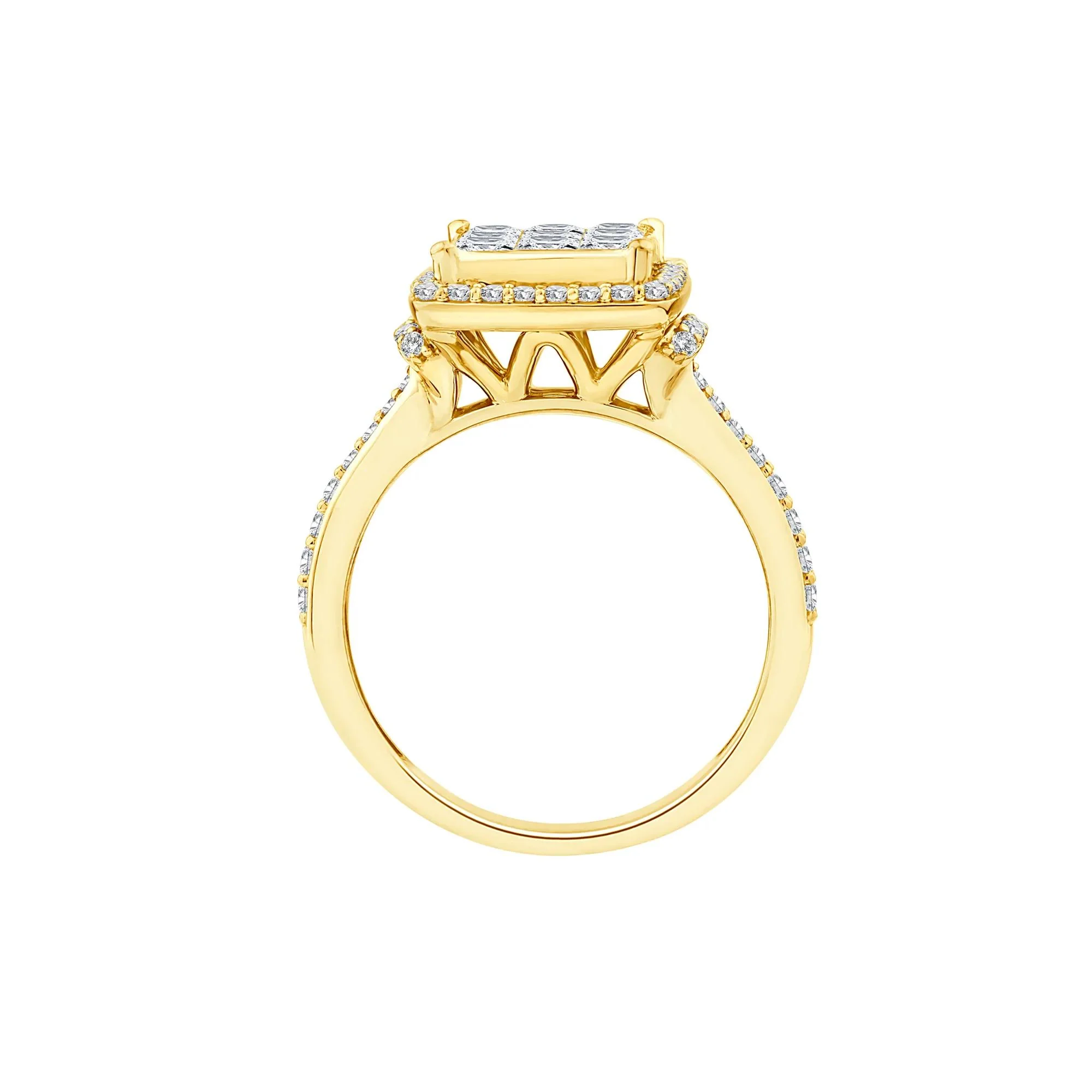 1/4 CT. Tw. Diamond Composite Halo Engagement Ring 10K Yellow Gold Round Brilliant Cut Size 8.5 - Image 2