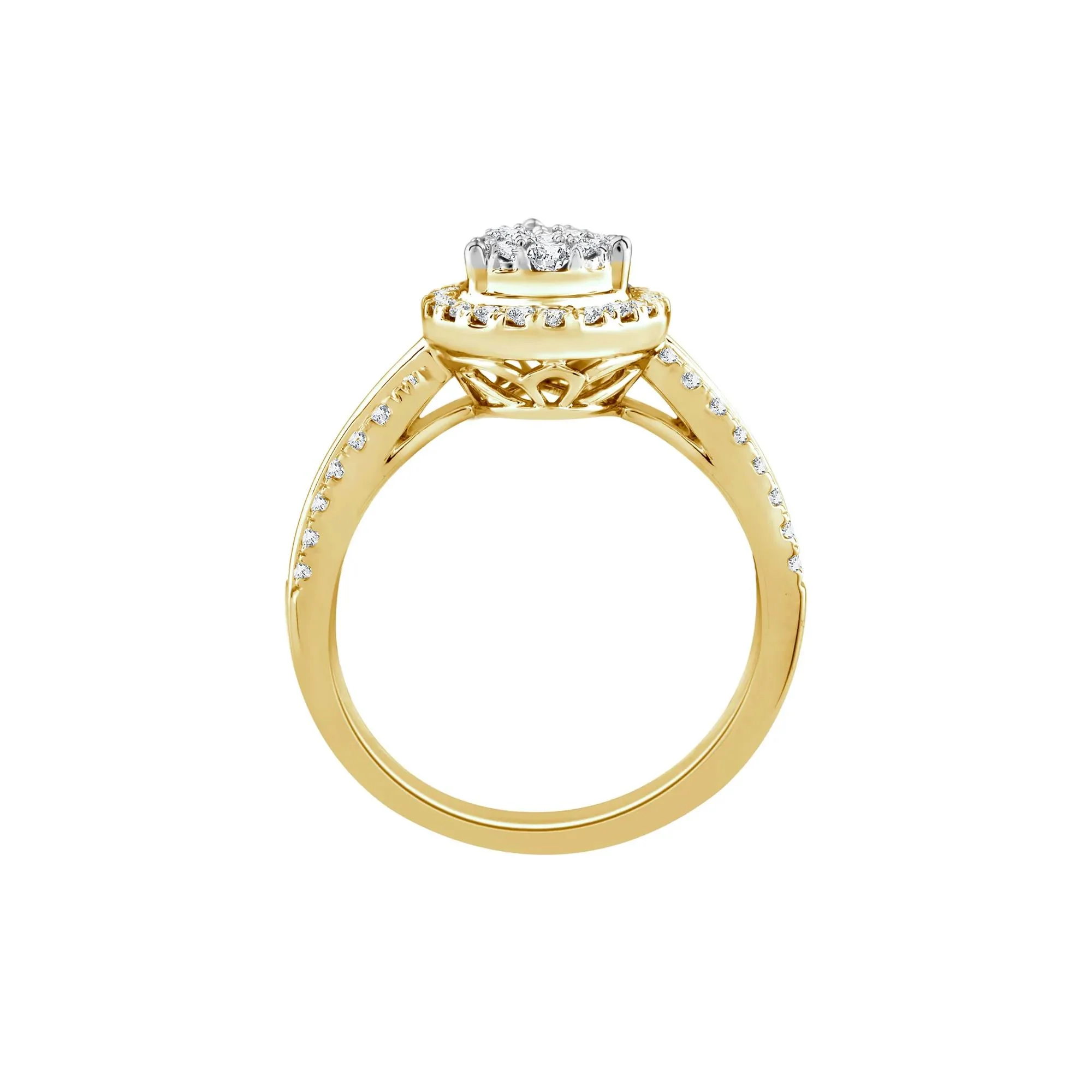 3/4 CT. Tw. Diamond Composite Engagement Ring 14K Yellow Gold Round Brilliant Cut Size 6 5mm - Image 3
