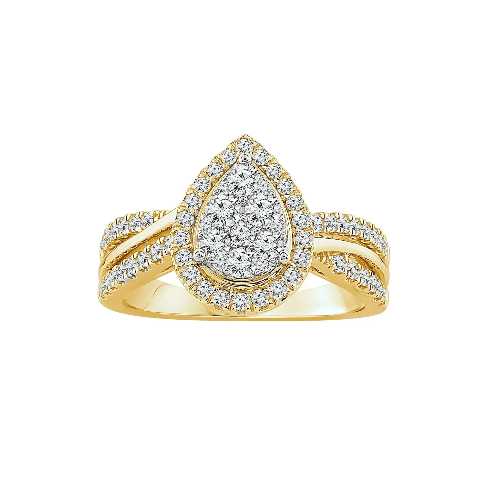 3/4 CT. Tw. Diamond Composite Engagement Ring 14K Yellow Gold Round Brilliant Cut Size 9 5mm