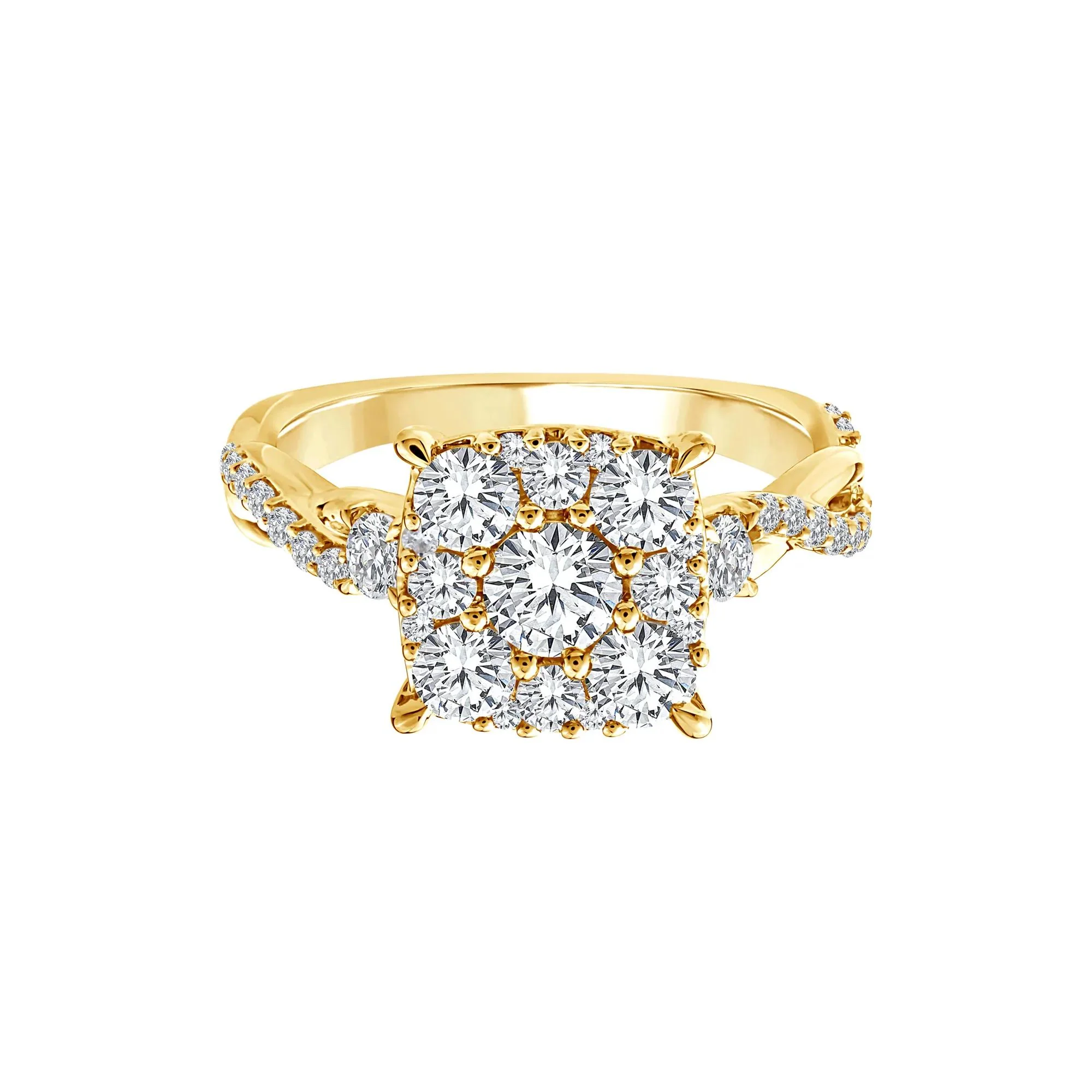 1/4 CT. Tw. Diamond Composite Engagement Ring 10K Yellow Gold Round Brilliant Cut Size 7