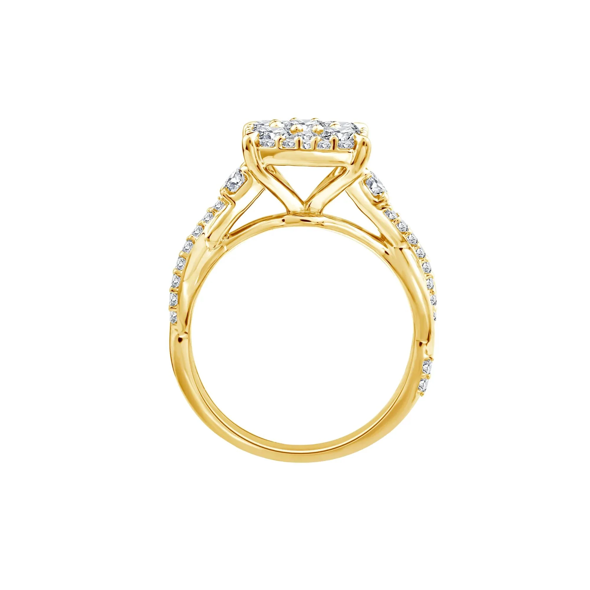 1/4 CT. Tw. Diamond Composite Engagement Ring 10K Yellow Gold Round Brilliant Cut Size 8 - Image 3