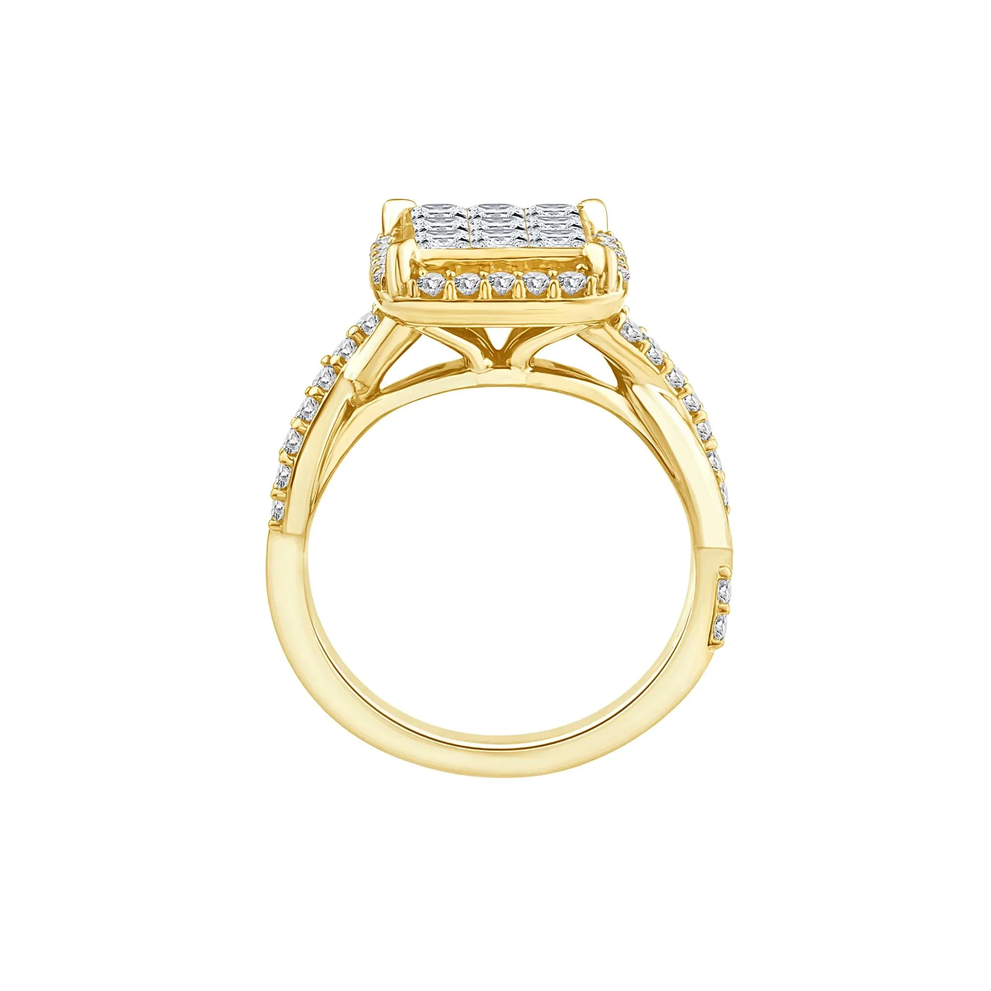 1/3 CT. Tw. Diamond Composite Halo Engagement Ring 10K Yellow Gold Round Brilliant Cut Size 6 - Image 2