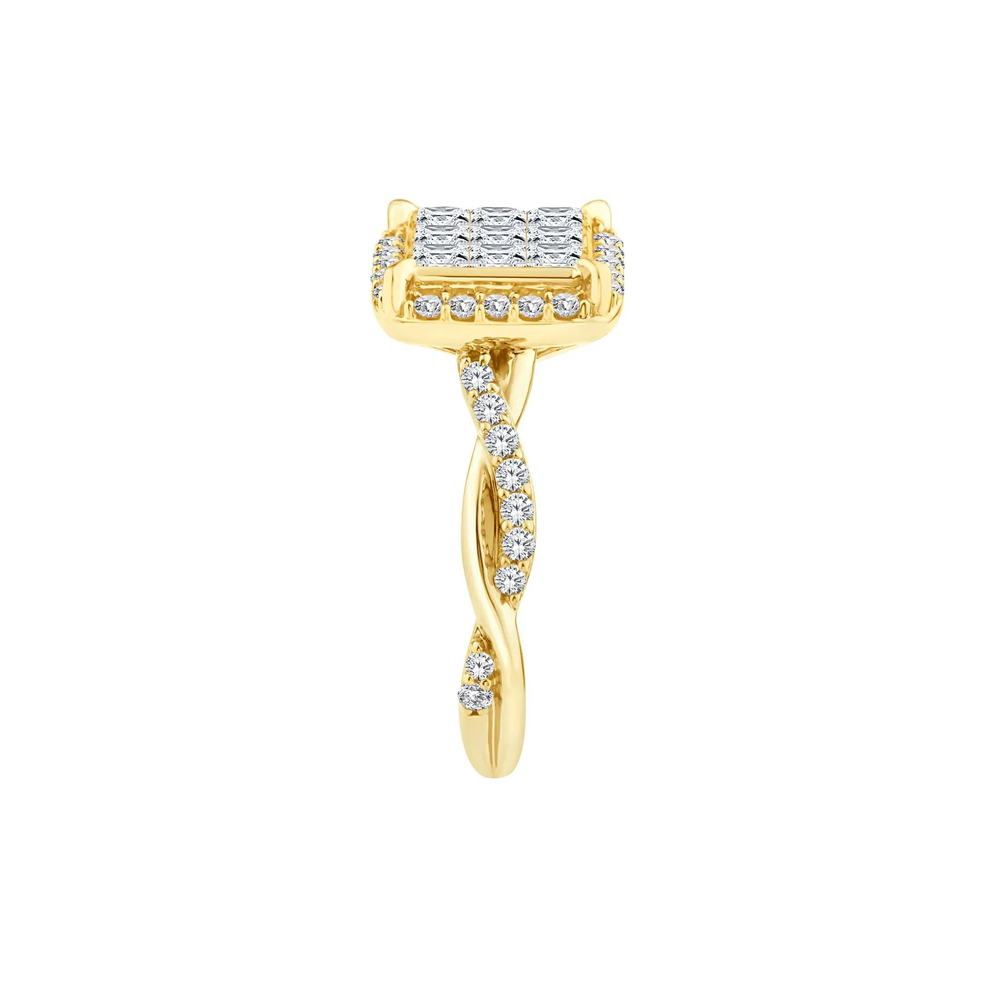 1/3 CT. Tw. Diamond Composite Halo Engagement Ring 10K Yellow Gold Round Brilliant Cut Size 7.5 - Image 3