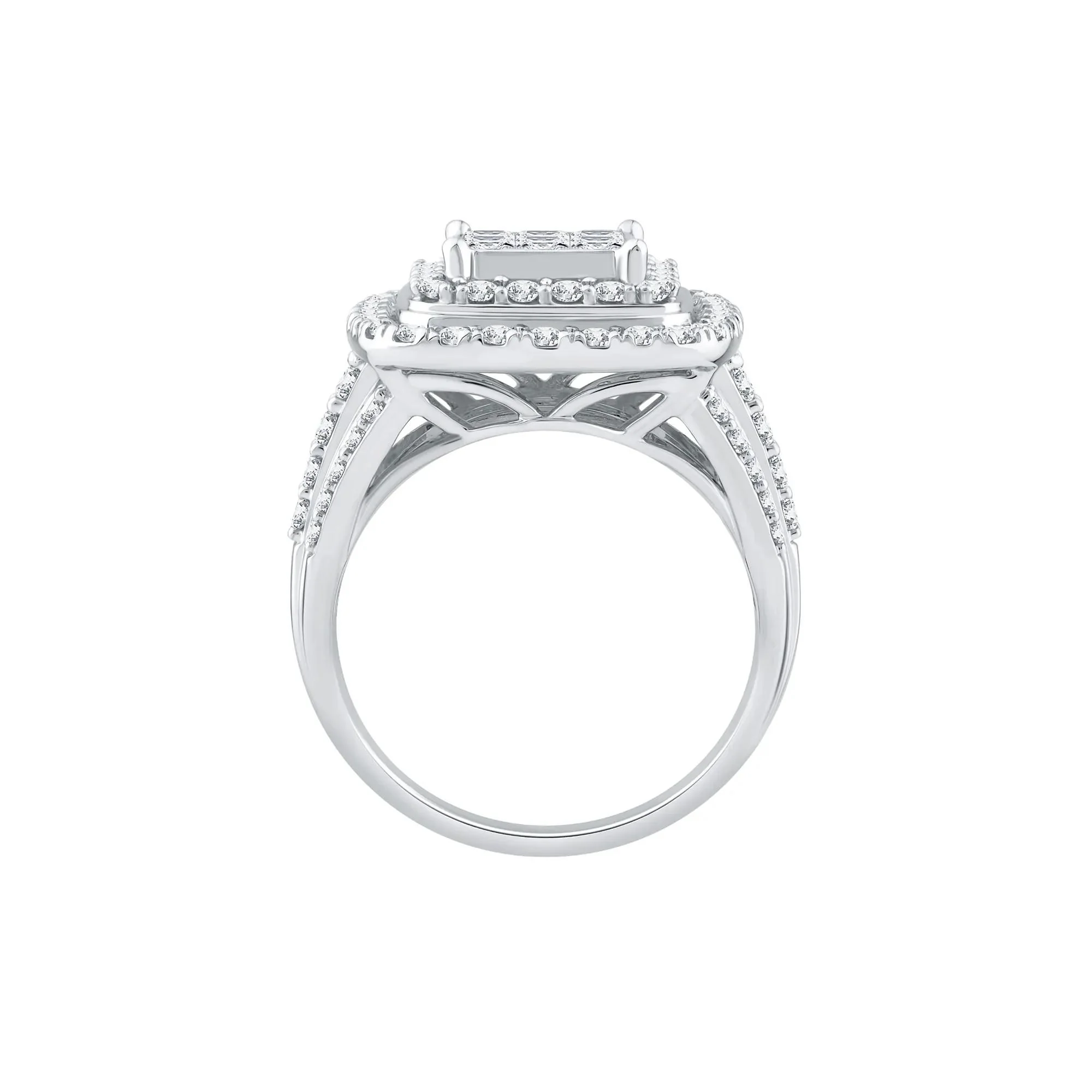 2 CT. Tw. Diamond Composite Engagement Ring 10K White Gold Size 8 1.5mm - Image 2