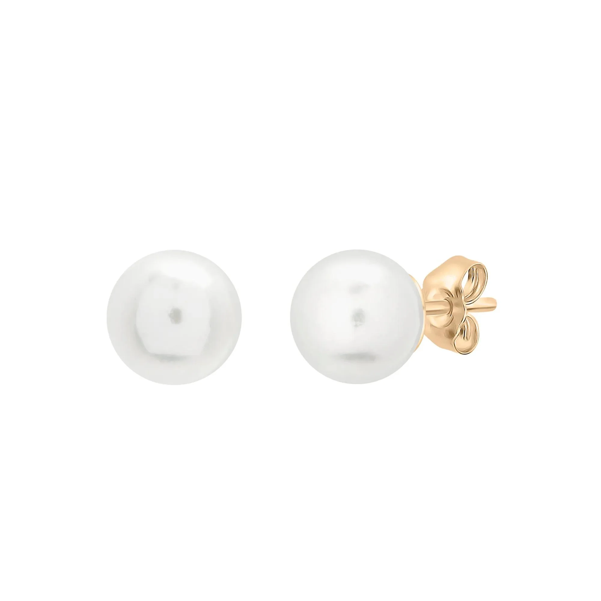 Akoya Pearl Stud Earrings 14K Yellow Gold Size 6.40mm