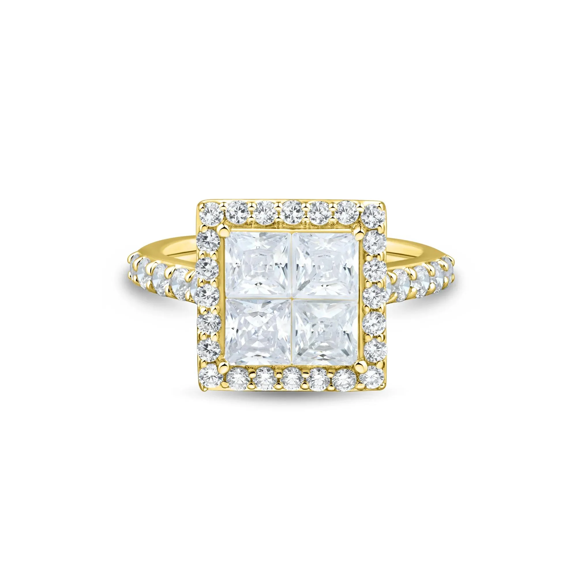 3 CT. Tw. Lab Grown Diamond Composite Center Engagement Ring 10K Yellow Gold Size 6 1.5mm