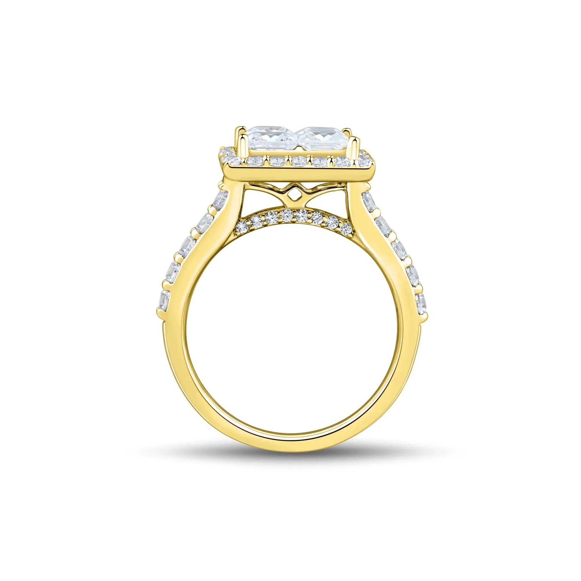 3 CT. Tw. Lab Grown Diamond Composite Center Engagement Ring 10K Yellow Gold Size 7 1.5mm - Image 3