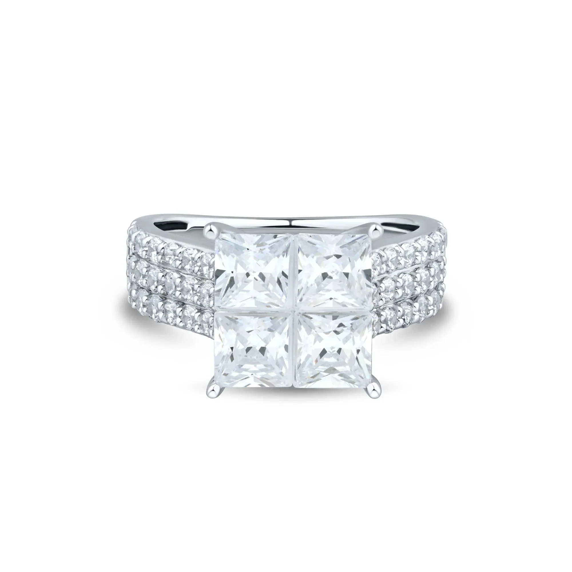 4 CT. Tw. Lab Grown Diamond Composite Engagement Ring 10K White Gold Size 6 1.5mm