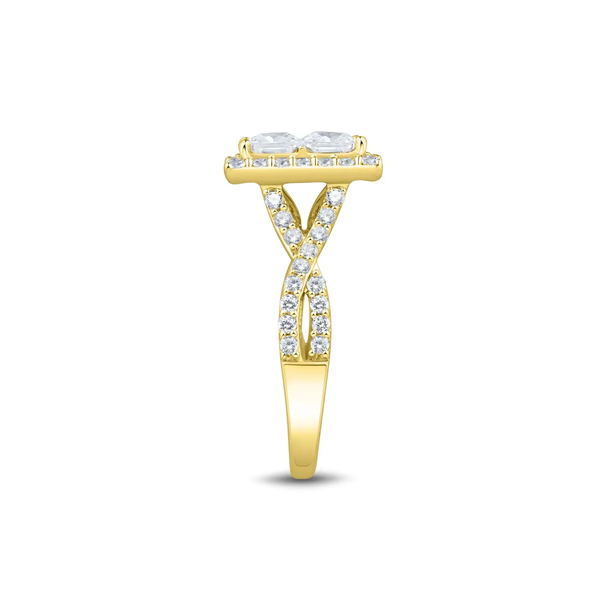 3 CT. Tw. Lab Grown Diamond Composite Engagement Ring 10K Yellow Gold Size 6.5 1.5mm - Image 2