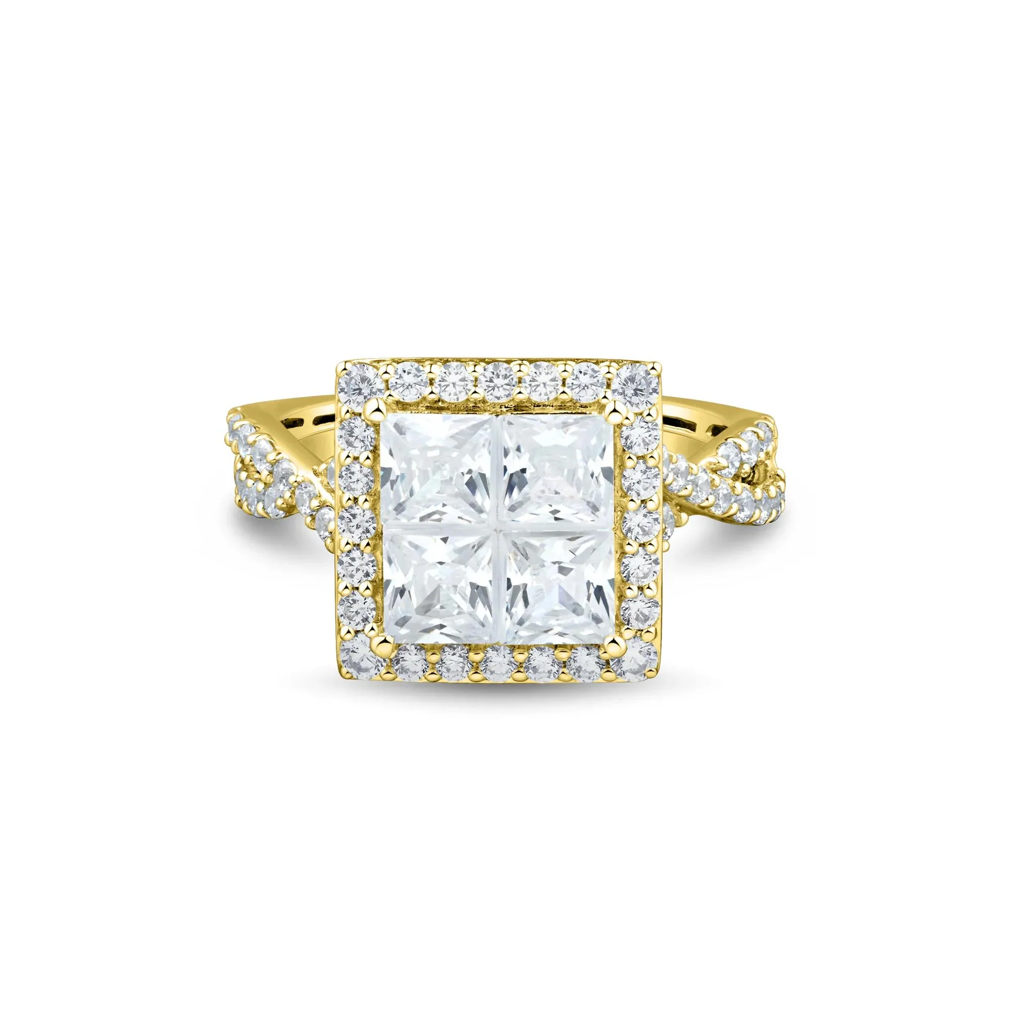 3 CT. Tw. Lab Grown Diamond Composite Engagement Ring 10K Yellow Gold Size 7.5 1.5mm - Image 3