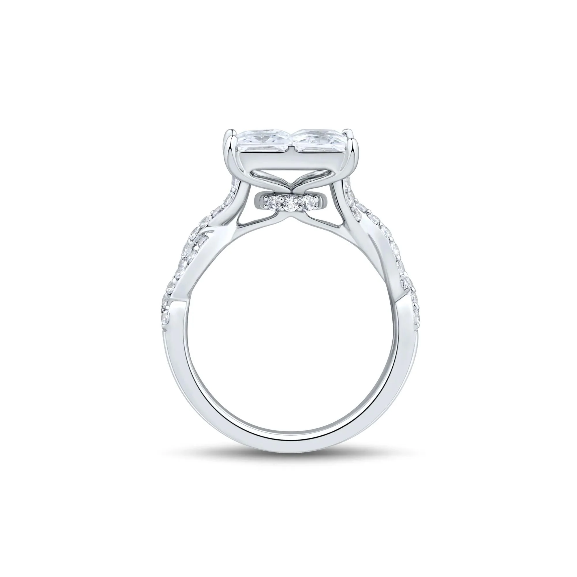 3 1/2 CT. Tw. Lab Grown Diamond Composite Engagement Ring 10K White Gold Round Brilliant Cut Size 6.5 2mm - Image 2