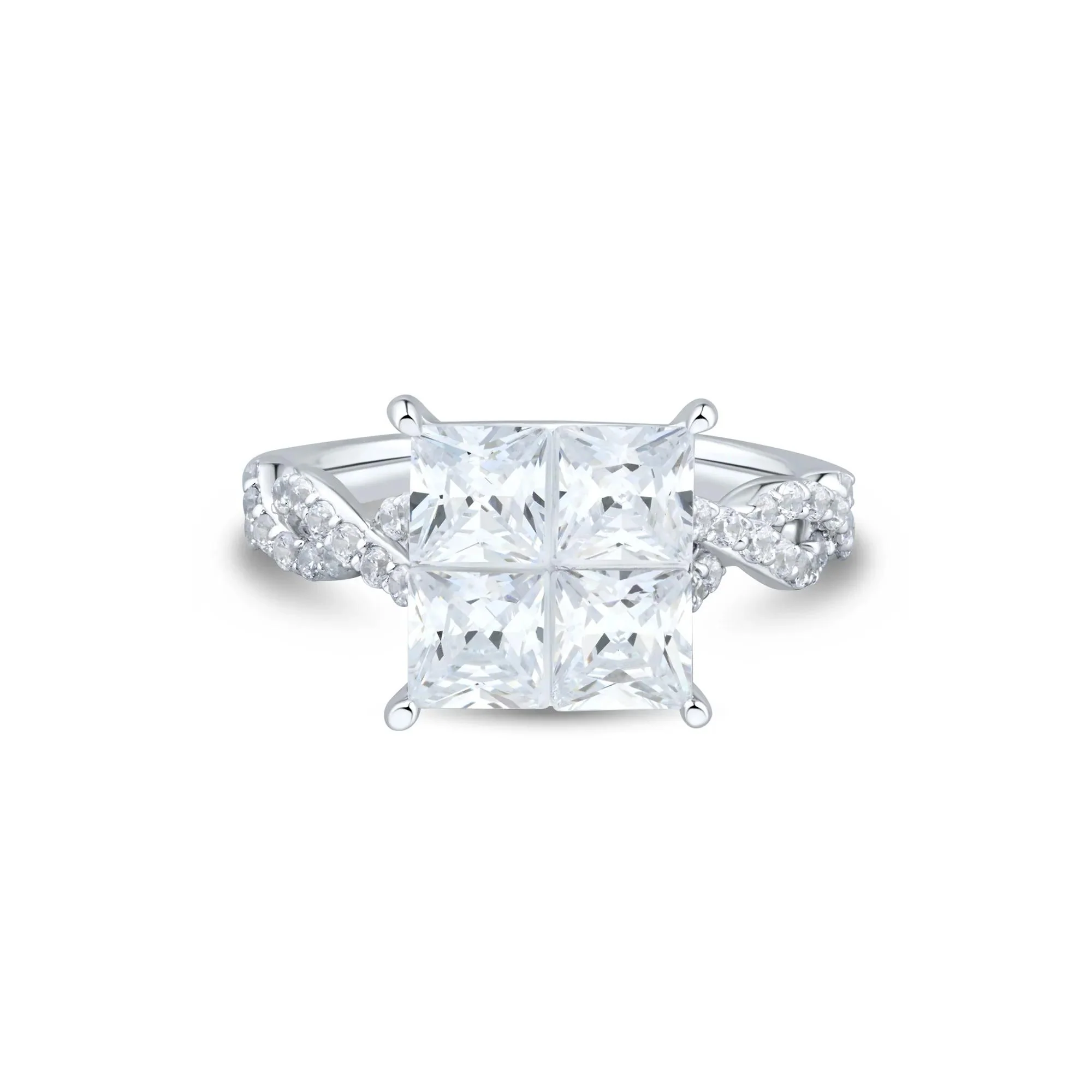 3 1/2 CT. Tw. Lab Grown Diamond Composite Engagement Ring 10K White Gold Round Brilliant Cut Size 8.5 2mm