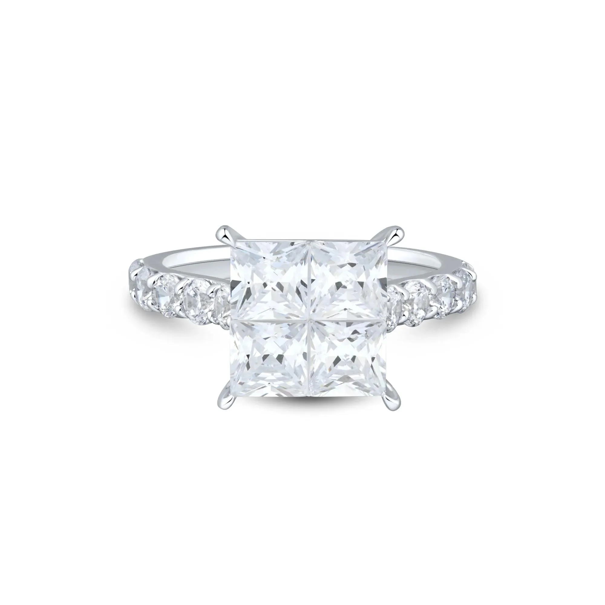 4 CT. Tw. Lab Grown Diamond Composite Engagement Ring 10K White Gold Size 6.5 1.5mm