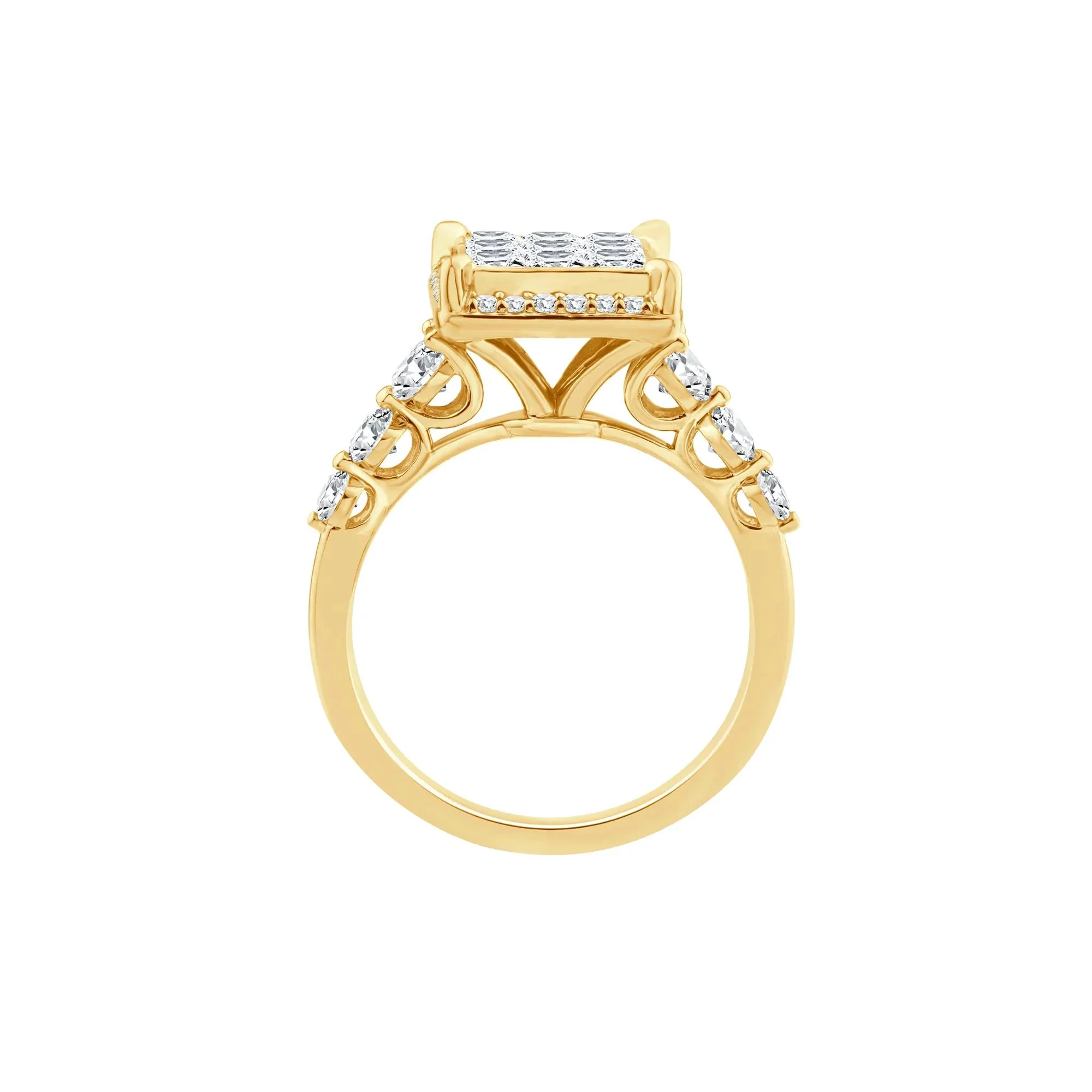 1/2 CT. Tw. Diamond Composite Engagement Ring 10K Yellow Gold Round Brilliant Cut Size 6.5 - Image 2