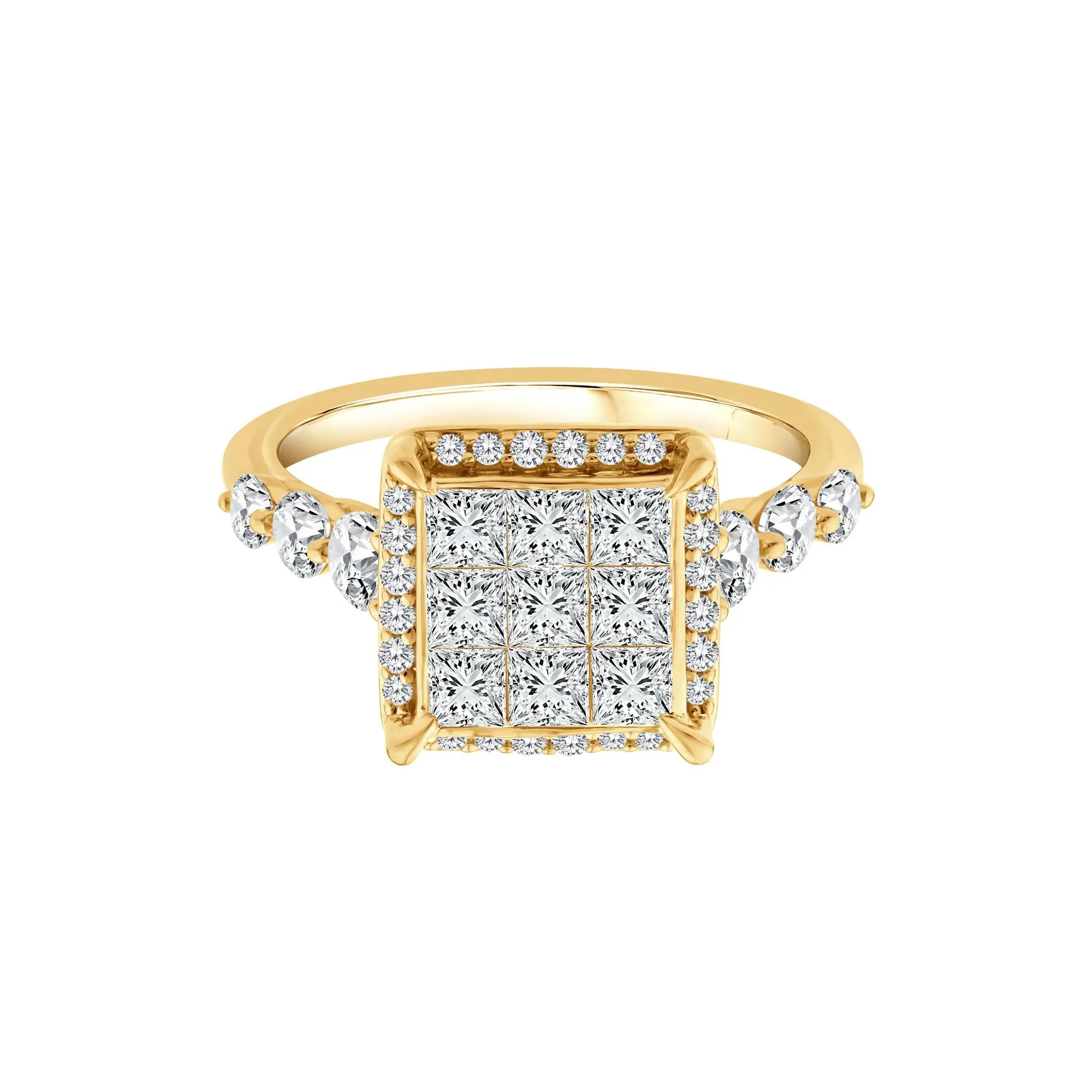 1/2 CT. Tw. Diamond Composite Engagement Ring 10K Yellow Gold Round Brilliant Cut Size 9