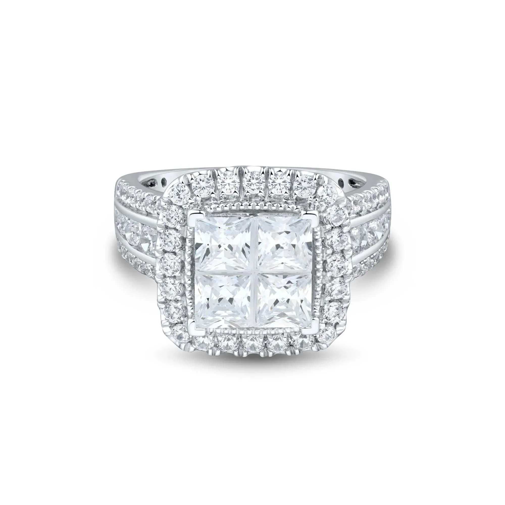 3 CT. Tw. Lab Grown Diamond Composite Engagement Ring 10K White Gold Size 9 1.5mm