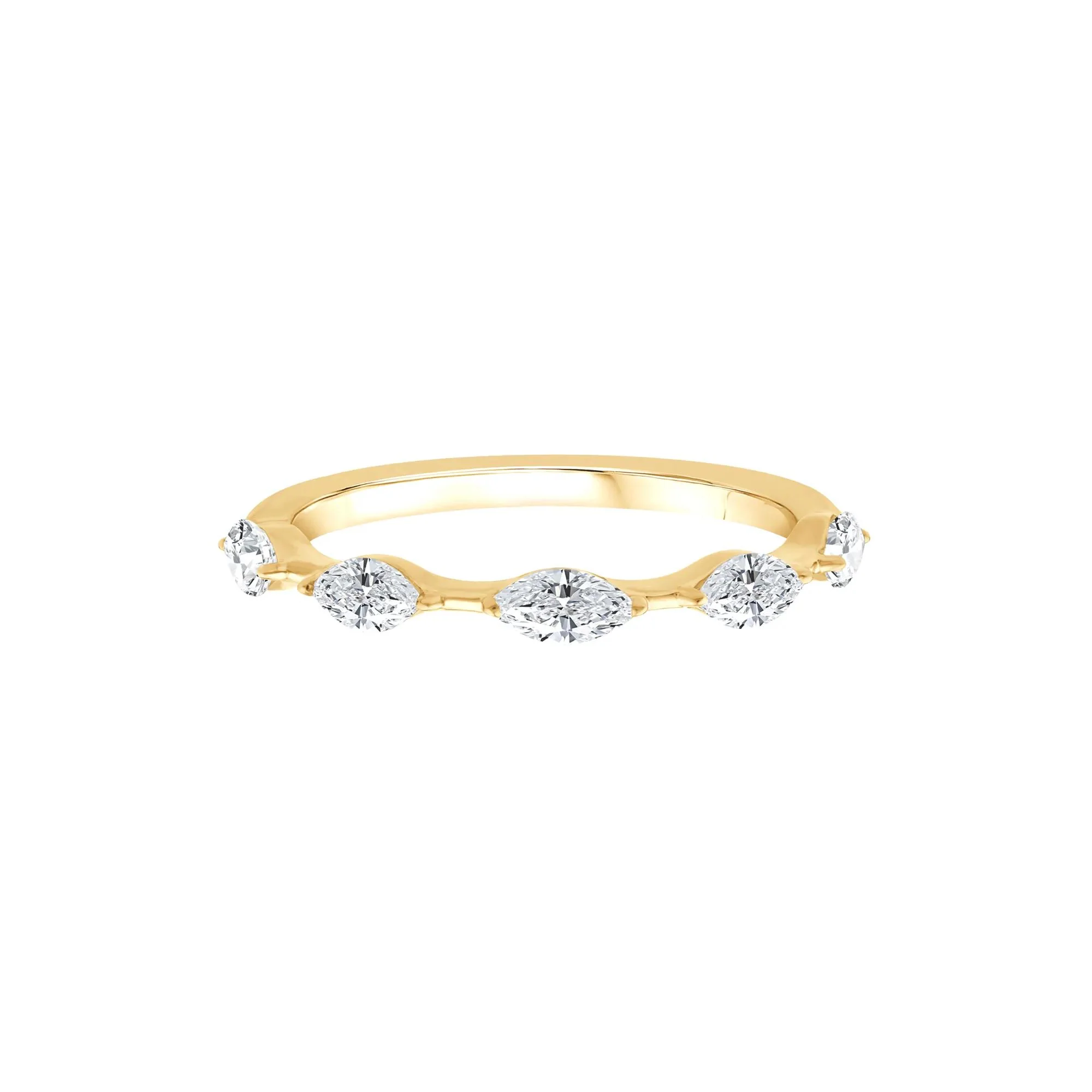 1/2 CT. Tw. Lab Grown Diamond Marquise Stack Ring 10K Yellow Gold Size 8